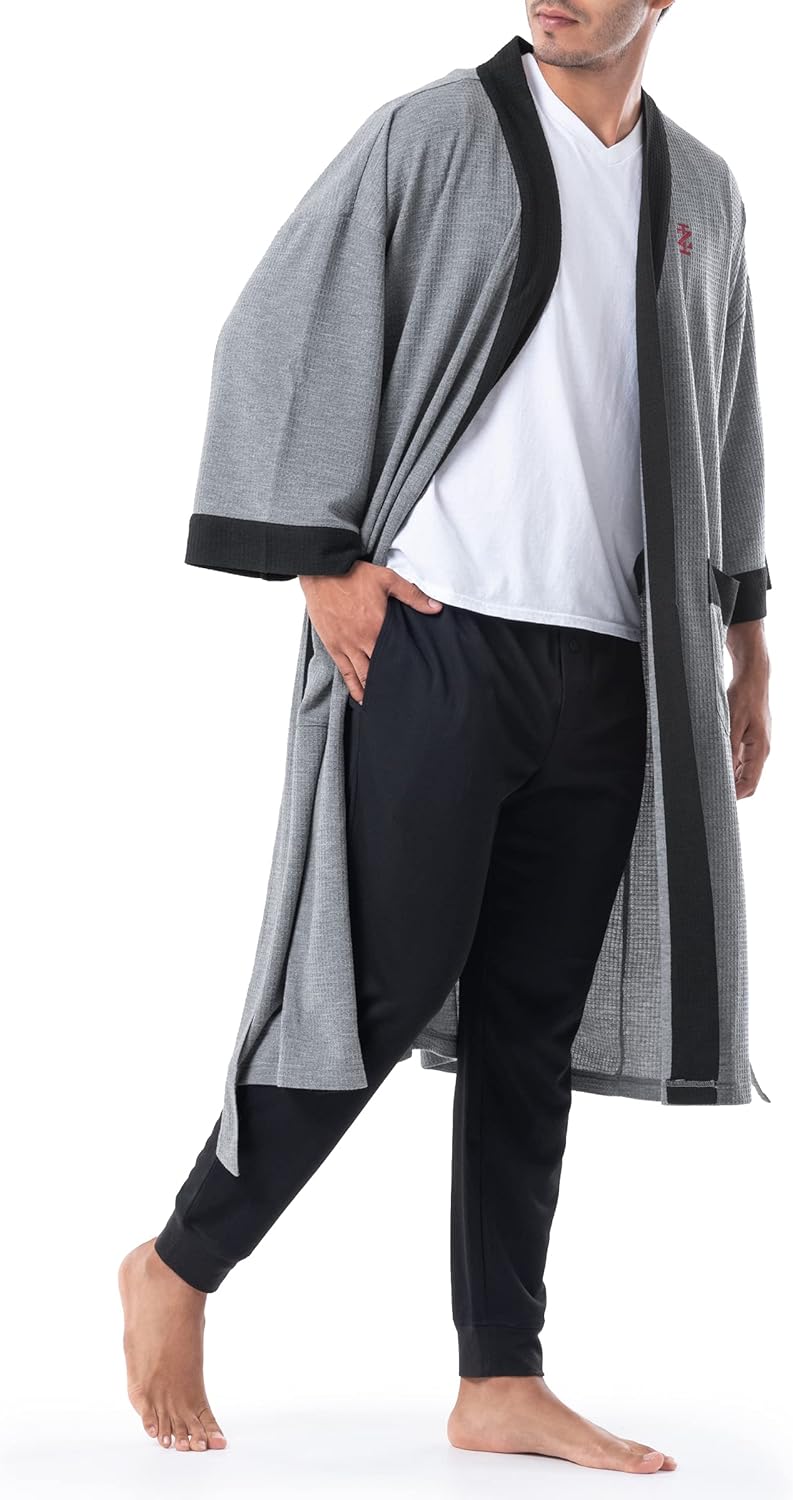 IZOD Men's Waffle Knit Kimono Robe - Image 6