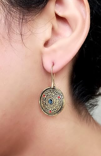 Miniatura 2 de Tibetan ethnic earrings for women Turkish tribal drop earrings Persian vintage brass jewelry