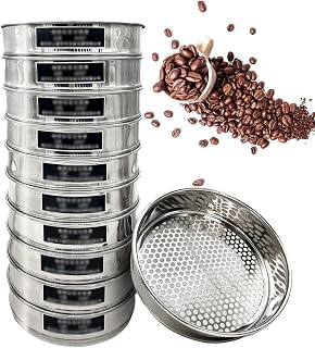 Coffee Bean Grading Sieve Set 10-Layer Ss Screen (12-21 Mesh) with Bottom(20 cm in diameter)