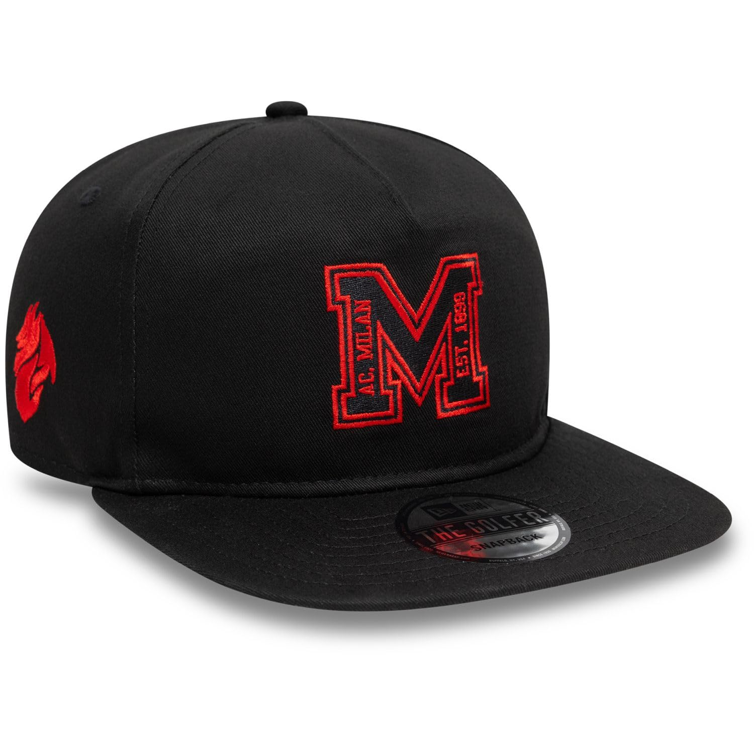 New Era Cappellino da golf con logo M AC Milan, taglia unica, nero, Nero , Taglia unica