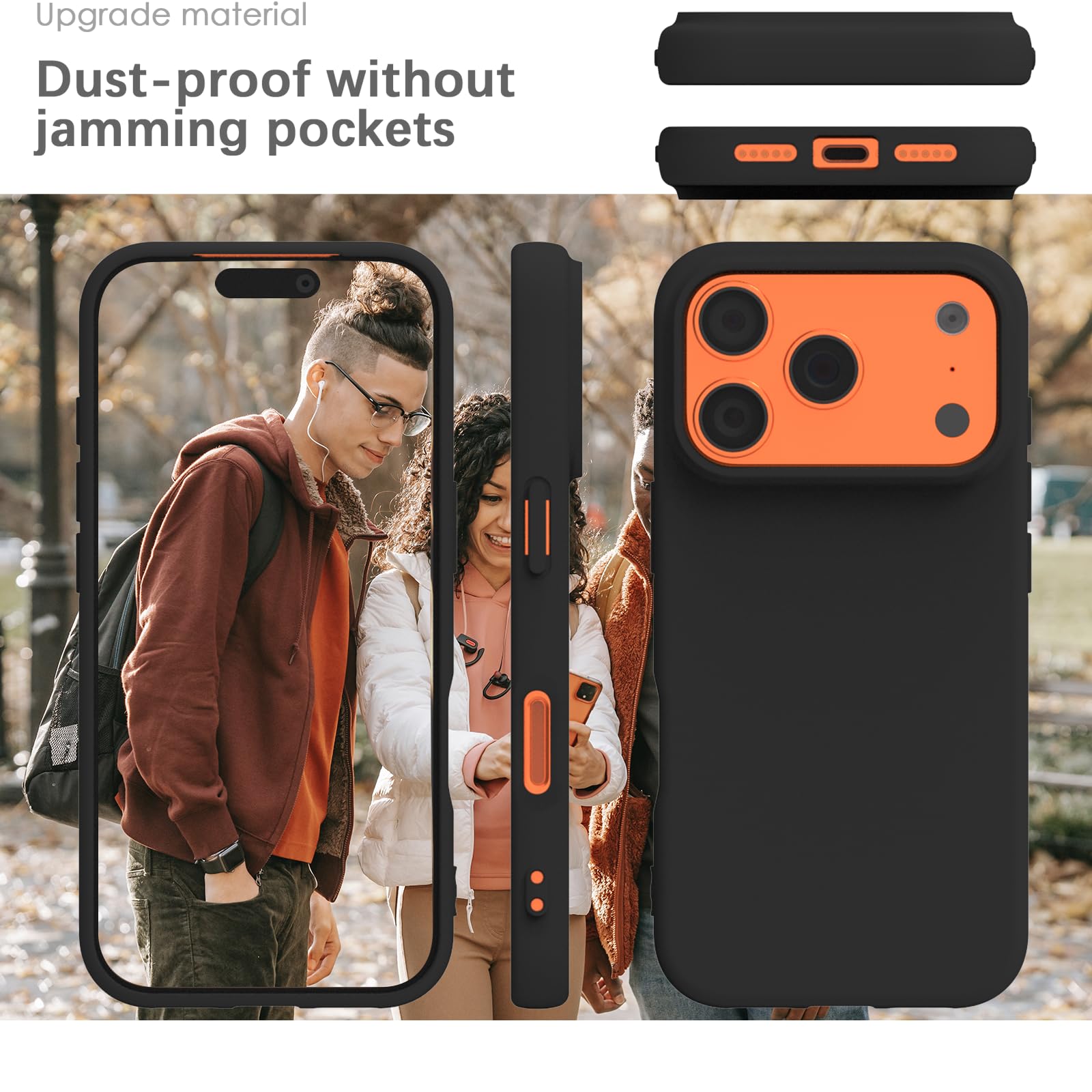 YATWIN Silicone Case for iPhone 17 Pro Max, Soft-Touch, Shockproof, DustProof, Antiskid Phone Cover for Apple iPhone 17 Pro Max - Black — Amazon image 7