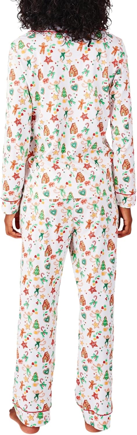 Women Y2k Monkey Pajamas Set Button Down Sleepwear Loungewear Pjs for Jammies Party Christmas Thanksgiving Gift - Image 3