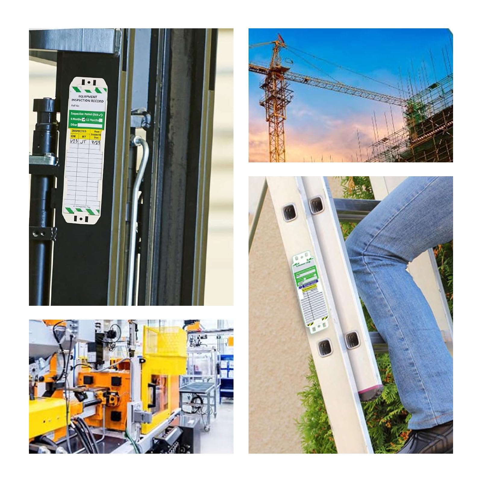 Étiquettes d'échelle – 10 supports et 10 inserts d'étiquettes d'inspection d'échelle, étiquette d'inspection d'échelle, protection de sécurité pour intérieur et extérieur