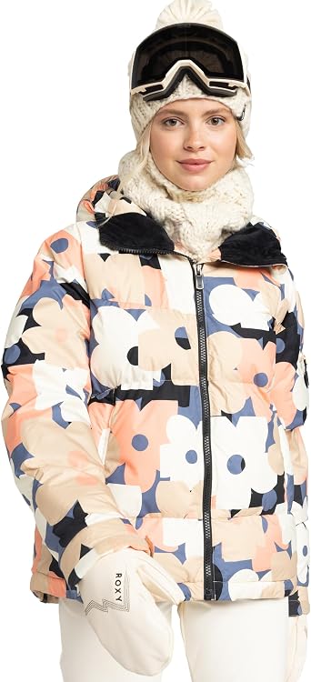 Roxy Womens Alofted 15k Waterproof Insulated Ski Jacket Relaxed Fit Snowboard Puffer-hood-powder Skirt