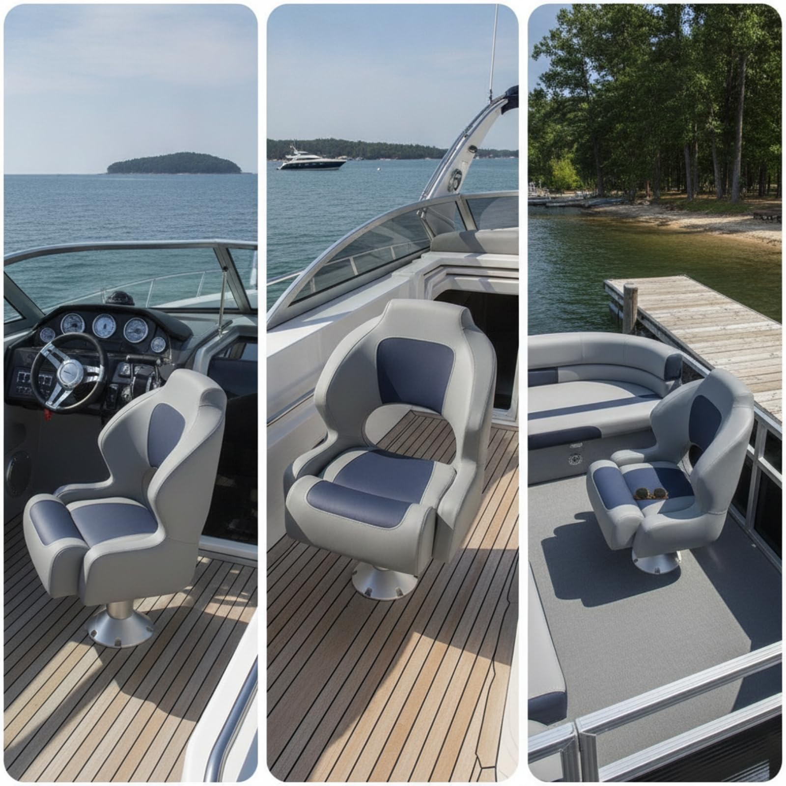 Sedile Marino Sedia Barca Poltrona Nautica Sedile Imbarcazione con Design Ergonomico E Rivestimento in PU Antiumidità Pieghevole con Ferramenta in