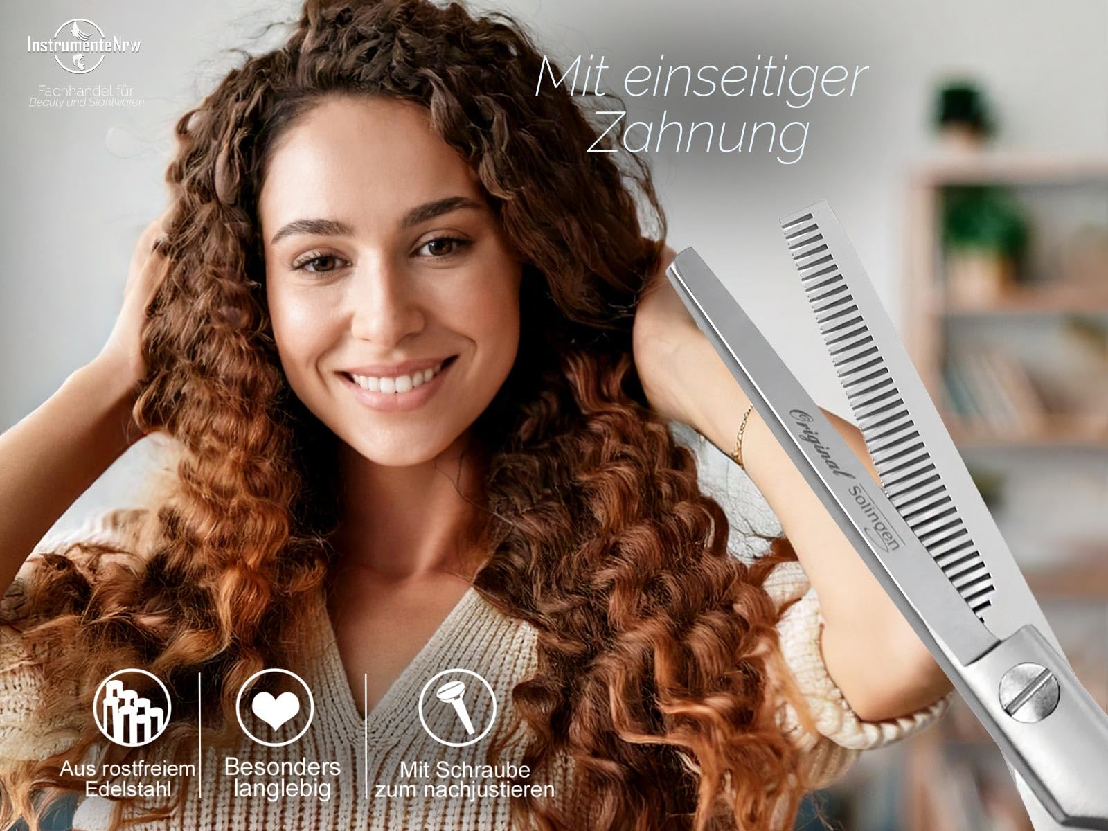 Modellierschere aus Solingen Effilierschere Haarschere Made in Germany Friseurschere mit einseitiger Zahnung Schere aus Hochwertigem Rostfreiem Edelstahl für einen perfekten Haarschnitt (13,97 cm)