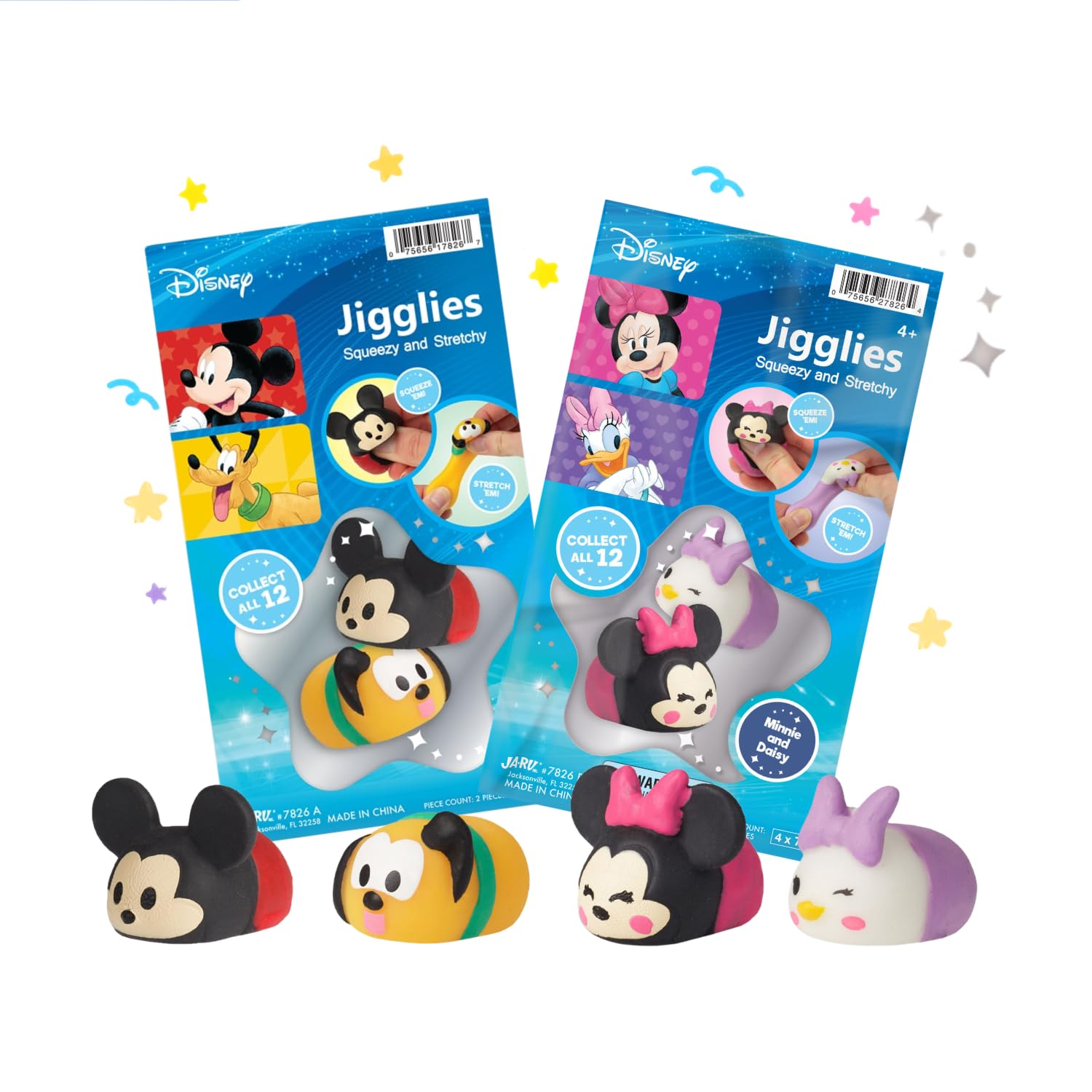 JA-RU Mochi Squishys Toys Mini Squishies Disney Squishies Party Favors for Kids Adults Stress Relief Toy Treasure Box Prize, Classroom Prizes Easter Egg. 7826-2AB (2 Packs (Mickey))