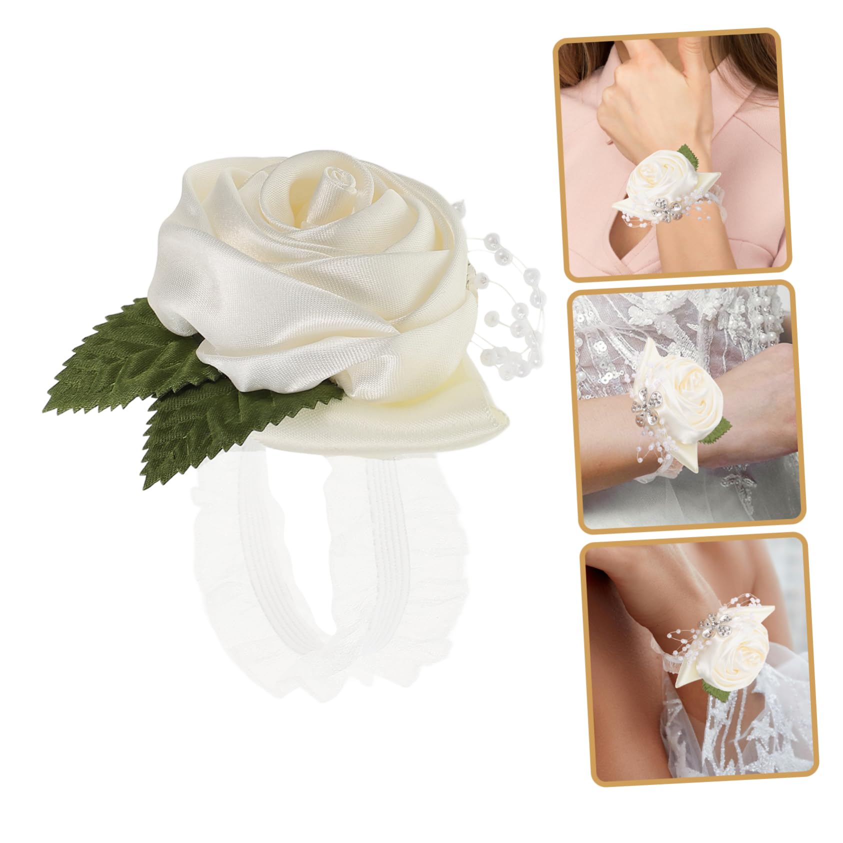 Homoyoyo Braccialetto Nuziale con Fiori Artificiali Braccialetti Floreali per Matrimoni Damigelle d'Onore Nastri per Bouquet da Sposa Nastri per Bouquet da Sposa