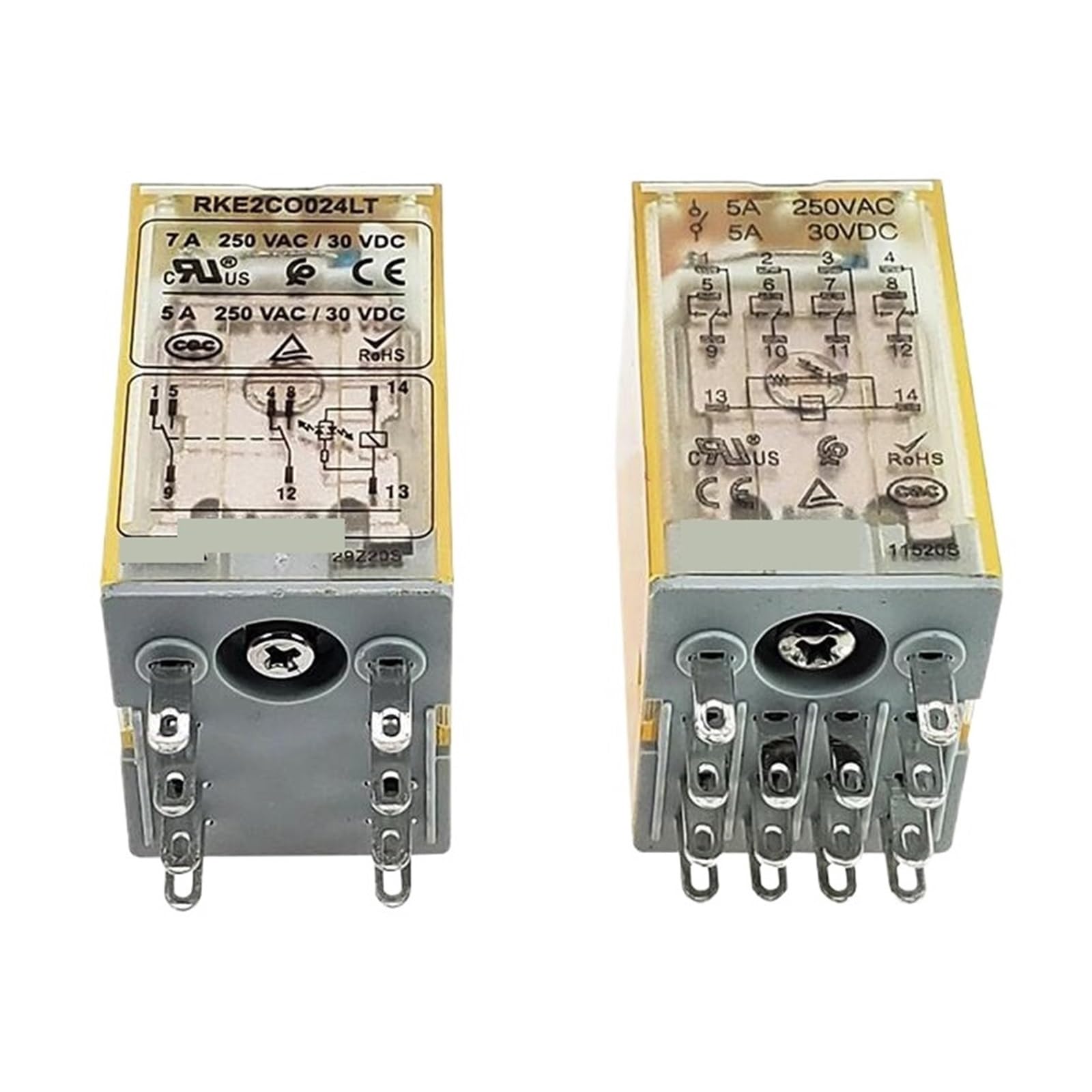 Relais RKE2CO024LT 24VDC double contact à 8 broches pour automatisme