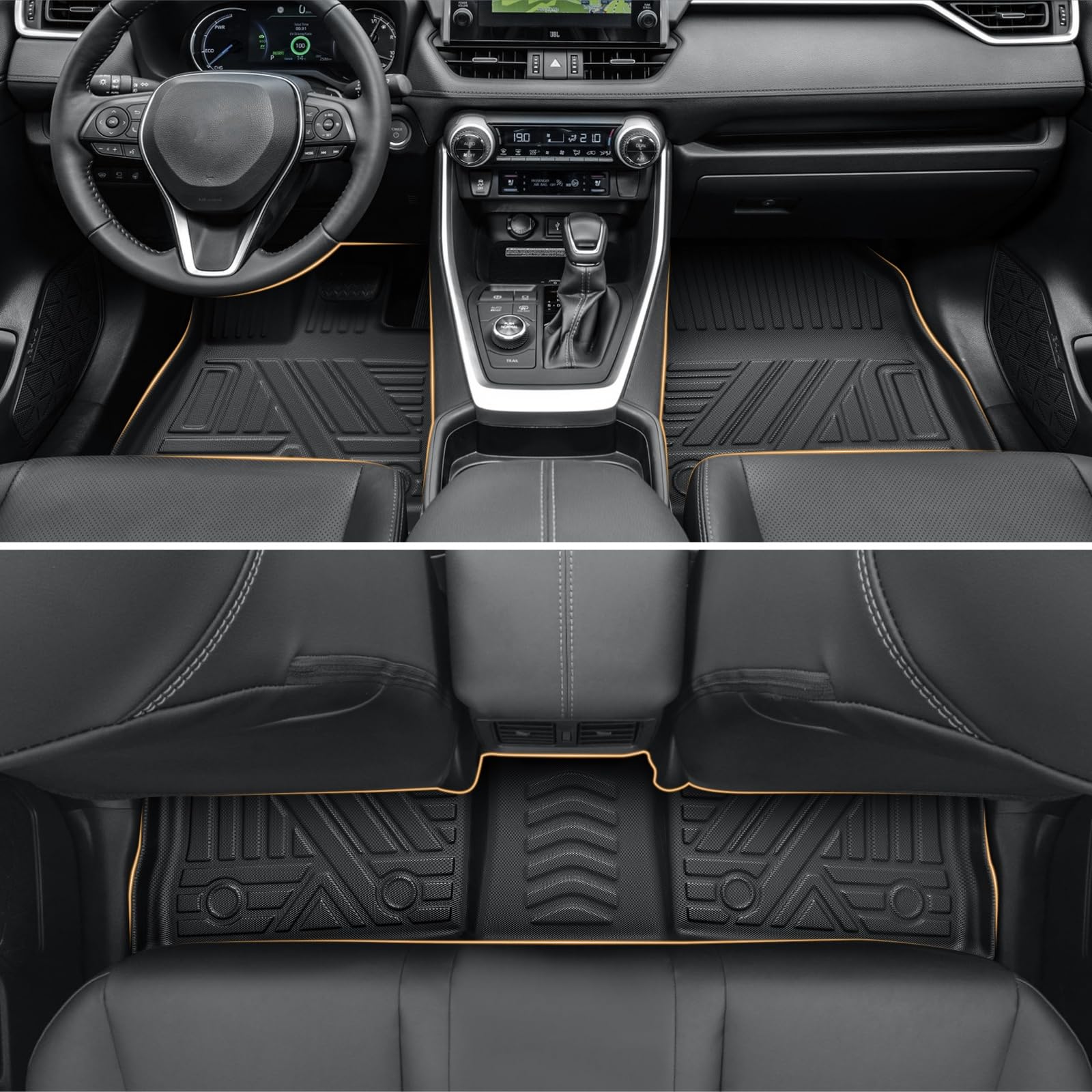 ECOZEN Dywaniki samochodowe do Toyota RAV4 ICEV/XA50/Hybrid HEV 2019-2025, idealnie dopasowane, odporne na zarysowania, oryginalne dywaniki gumowe do Toyota RAV4, wykonane z bezpiecznego