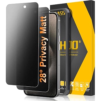 Pack of 2 for iPhone 15 Pro Max Matte Tempered Glass Privacy Screen 28  Anti Spy Anti-Glare Matte Screen Protector Anti-Fingerprint Shock-Resistant 9H Tempered Glass Privacy Screen
