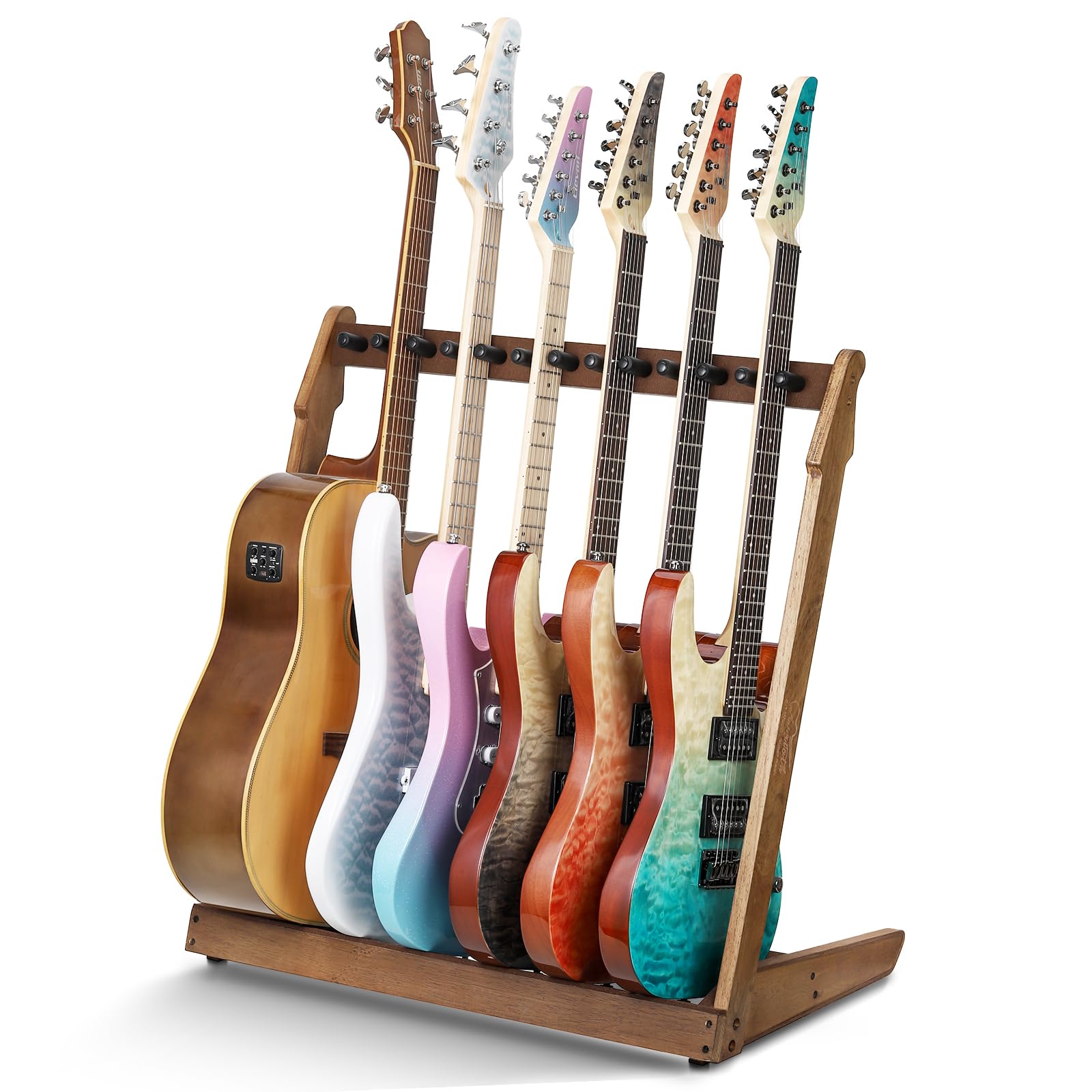Soporte de guitarra para múltiples guitarras, soporte de madera para 4 guitarras acústicas, 6 eléctricas o bajos, tablón de madera de 18 mm de grosor
