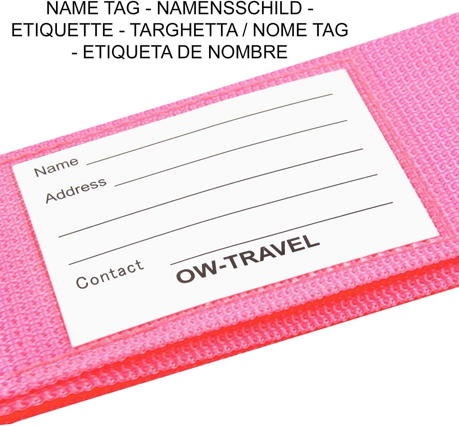 OW-Travel Personalised Luggage Straps for Suitcases (2 Pack Pink) Easy to Spot Suitcase Straps with Address labels. Case Strap Suitcase Strap Luggage Belt for Bags Baggage with Name Card ID Slot - Image 5