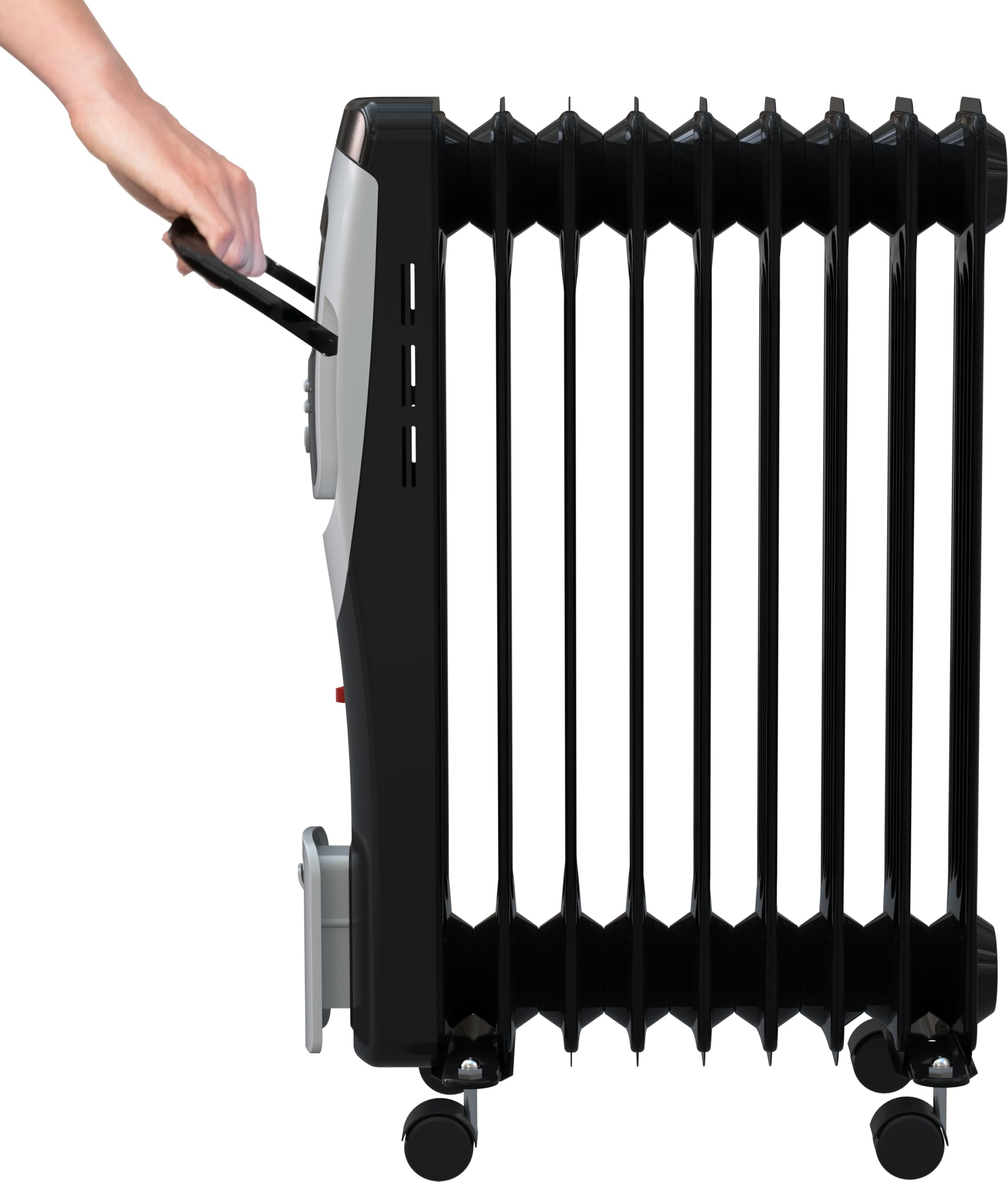 Güde Radiatore ad olio OR 2000-9 DT (220-240 V, 2000 W, 3 livelli di riscaldamento (800/1200/2000 W), display LCD, funzione timer, 9 costole, termostato continuo, protezione ribaltamento e