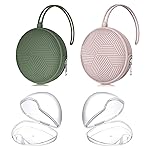 Smlpuame 4 Pack Pacifier Holder Case Set,2 Silicone Portable Pacifier Cover Pouch Bag for Diaper Bags Baby Carriage with 2 Transparent Pacifier Storage Container Box,Easy to Clean,Boho(Green+Pink)
