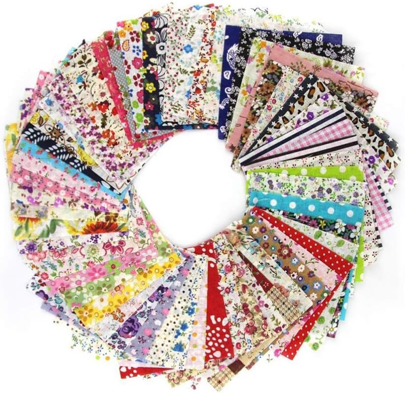 VORCOOL 60pcs Cotton Squares Quilting Sewing Floral Precut Fabric Sheets for Patchwork