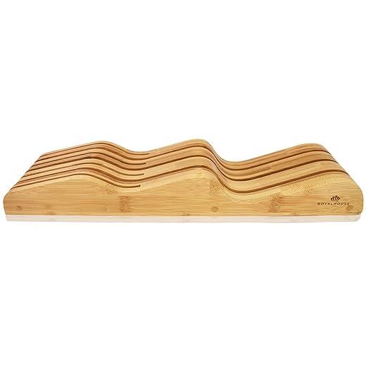 ROYALHOUSE Bamboo Knife Block Holder, In-Drawer Knife Drawer Organizer, Perfect for Home and Chefs, Premium Knife Holder, Gift for Any Occasion and Housewarming, Knives Not Included