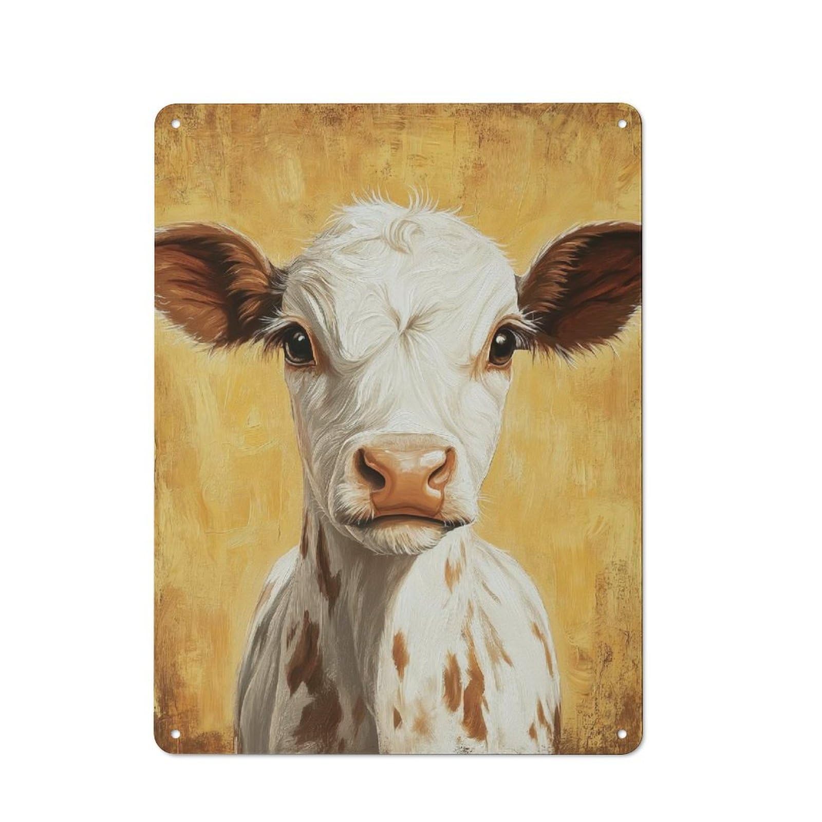 Junmoney Calf Portrait Metal Plaque 40X30cm With For Garage Wall, Retro Decor, For Garage Decor Collectors Refreshing A Room In Autumn