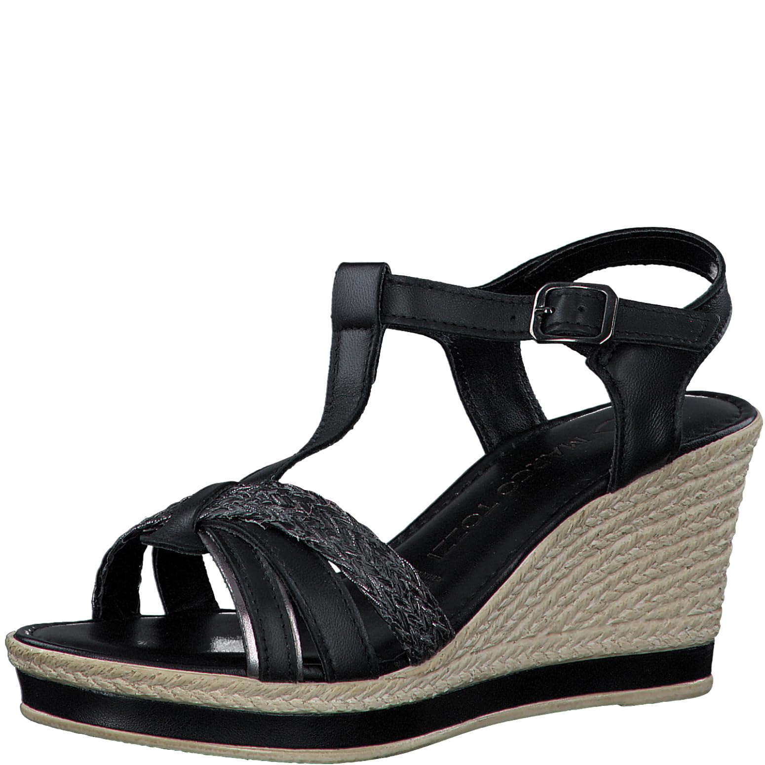 MARCO TOZZI Women's 2-28020-42 Heeled Sandal, Black Comb, 3.5