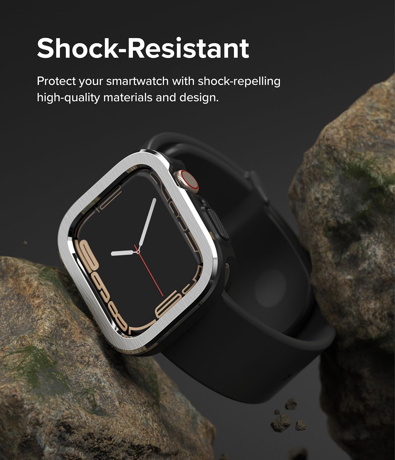 Ringke Air Sports + Bezel Styling for Apple Watch Series 9, 8, 7 (41 mm), SE 3, 2, 1 (40 mm) Case, TPU Cover with Stainless Steel Frame - Black / 30