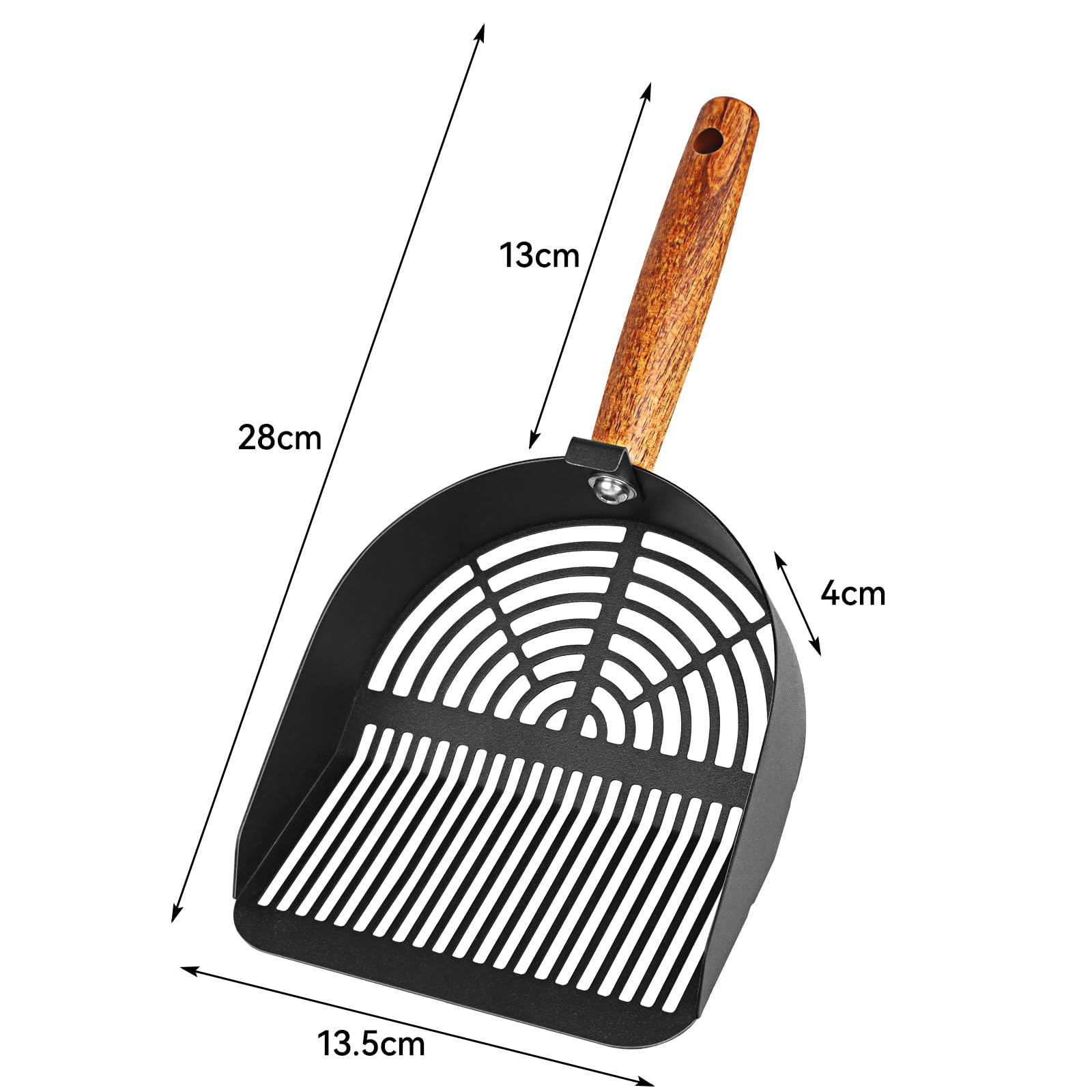 Paletta Lettiera Gatto In Metallo E Legno - Fori 5 Mm, Igienica E Facile Da Pulire - Foto 8