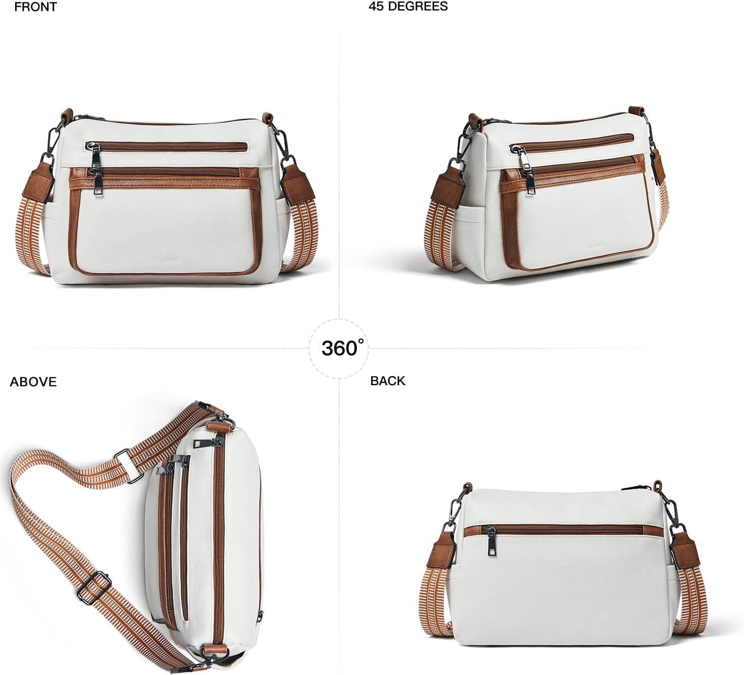 Bluome Crossbody Purses for Women, Medium Large Faux Leather Crossbody Bags Lightweight Sling Bag Shoulder Handbags - Image 7