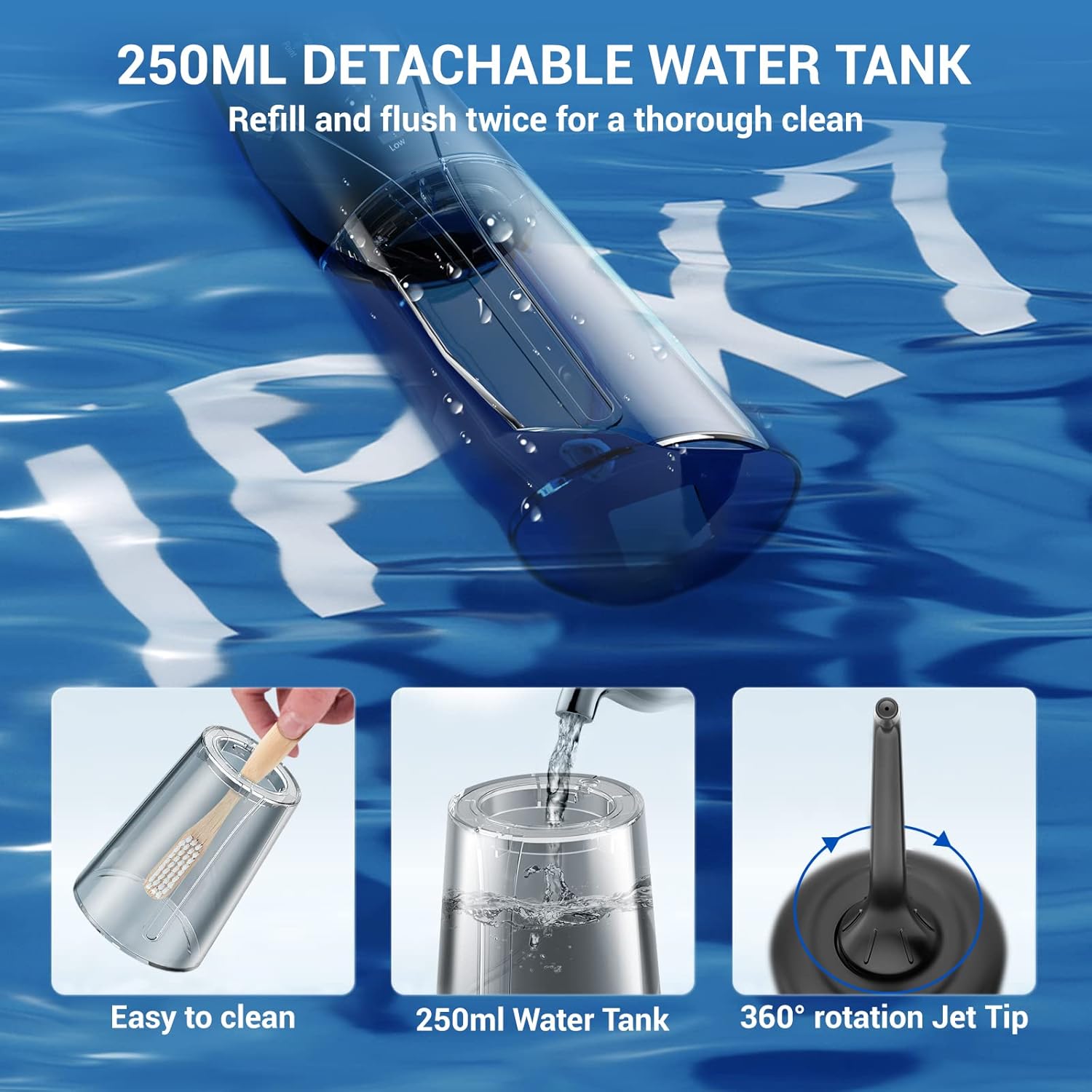 Cordless Water Dental Flosser for Teeth - PHYLIAN Portable Water Teeth Cleaner Picks with Powerful Battery Life Oral Irrigator for Home Travel , 3 Modes 5 Jet Tips : Everything Else