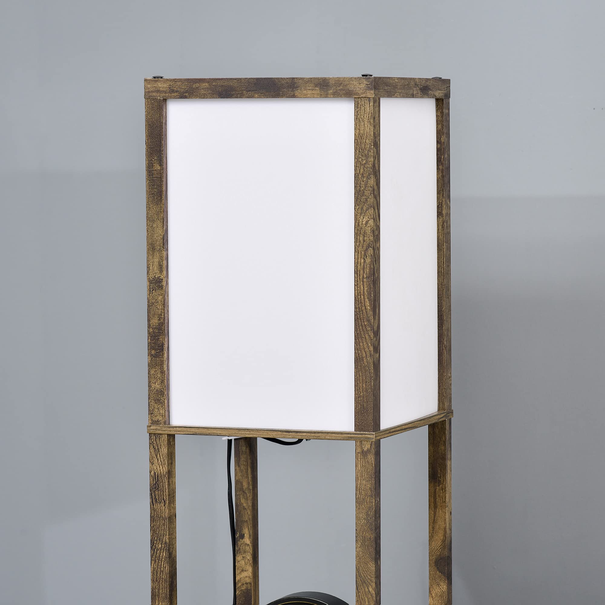 HOMCOM Lampada da Terra Piantana 40W con 3 Scaffale, Attacco E27, Lampada da Pavimento Moderno con Paralume in Acrilico, Soggiorno, Salotto, Camera da Letto, Studio, Ufficio, 26x26x160cm, Color Legno