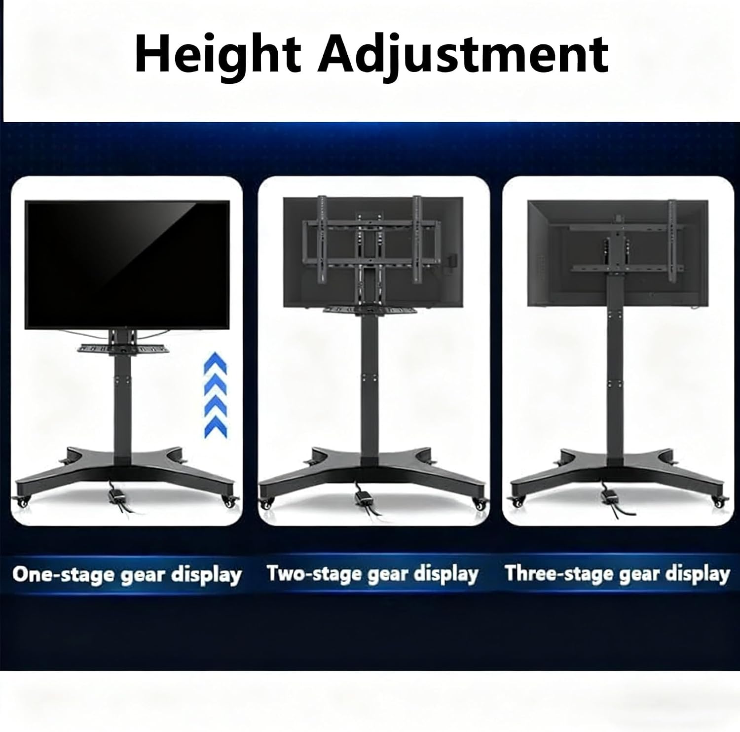 Height Adjustable Mobile TV Stand with Wheels, Rolling Cart for 32-75 Inch TVs, Remote Control Holder, Supports Up to 60kg, Easy Mobility & Versatile Viewing Solutions