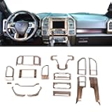 Voodonala for Ford F150 2015-2020 Center Console Dash Trim Kits 16Pcs Interior Decoration Panel Kits Compatible for Ford F150 F250 F350 2015-2020(16pcs,ABS,Wood Color)