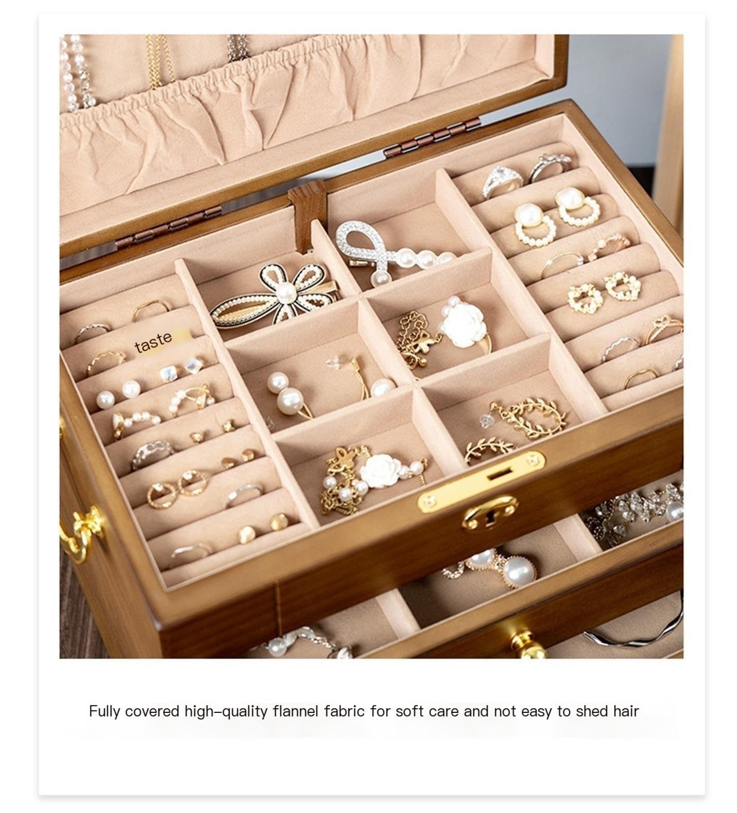 Drewniane pudełko na biżuterię dla kobiet Organizer Box firmy Solid, Jeden