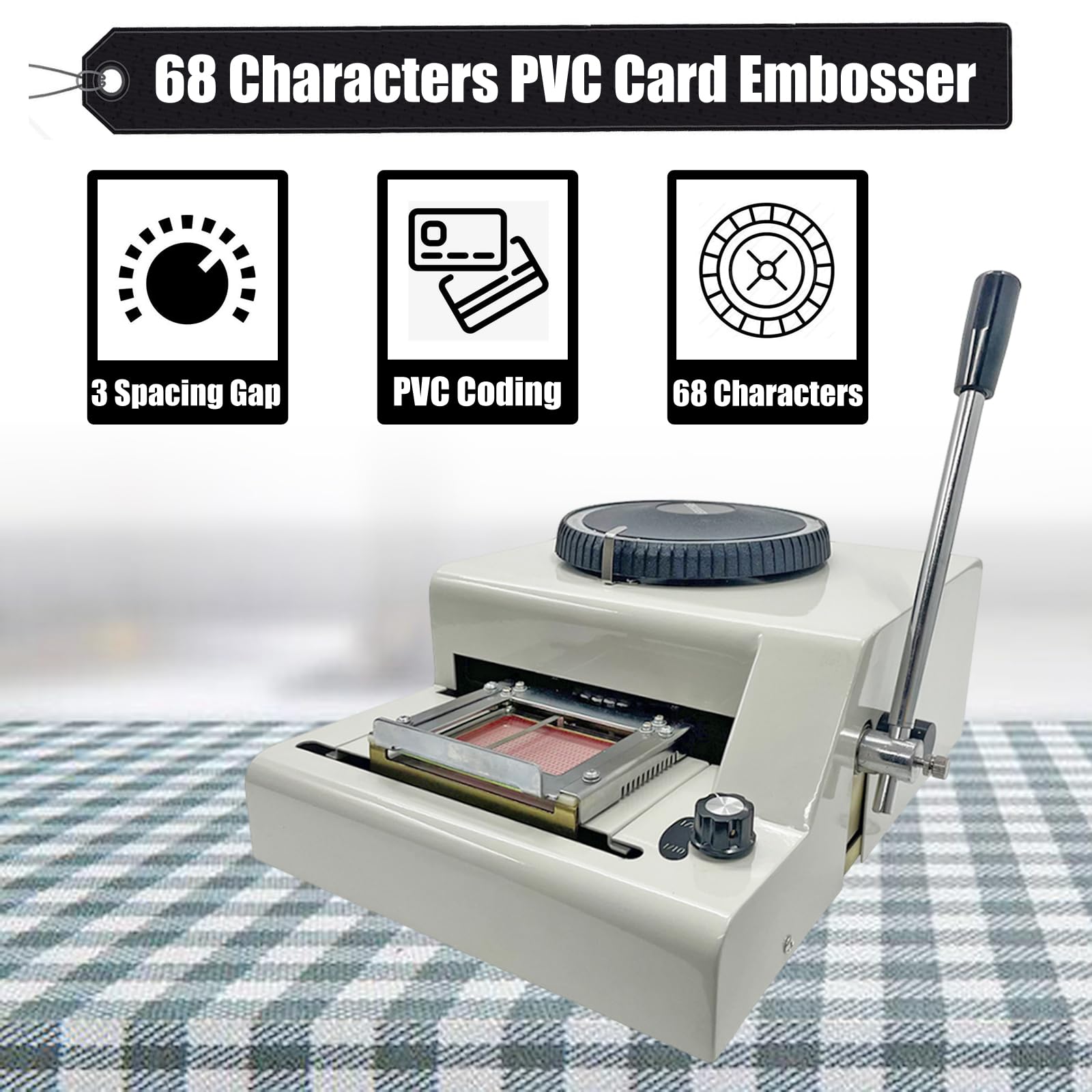 INTSUPERMAI PVC Card Embosser Manual Embossing Stamping Machine for ID Card Gift VIP Club Cards (68 Characters)
