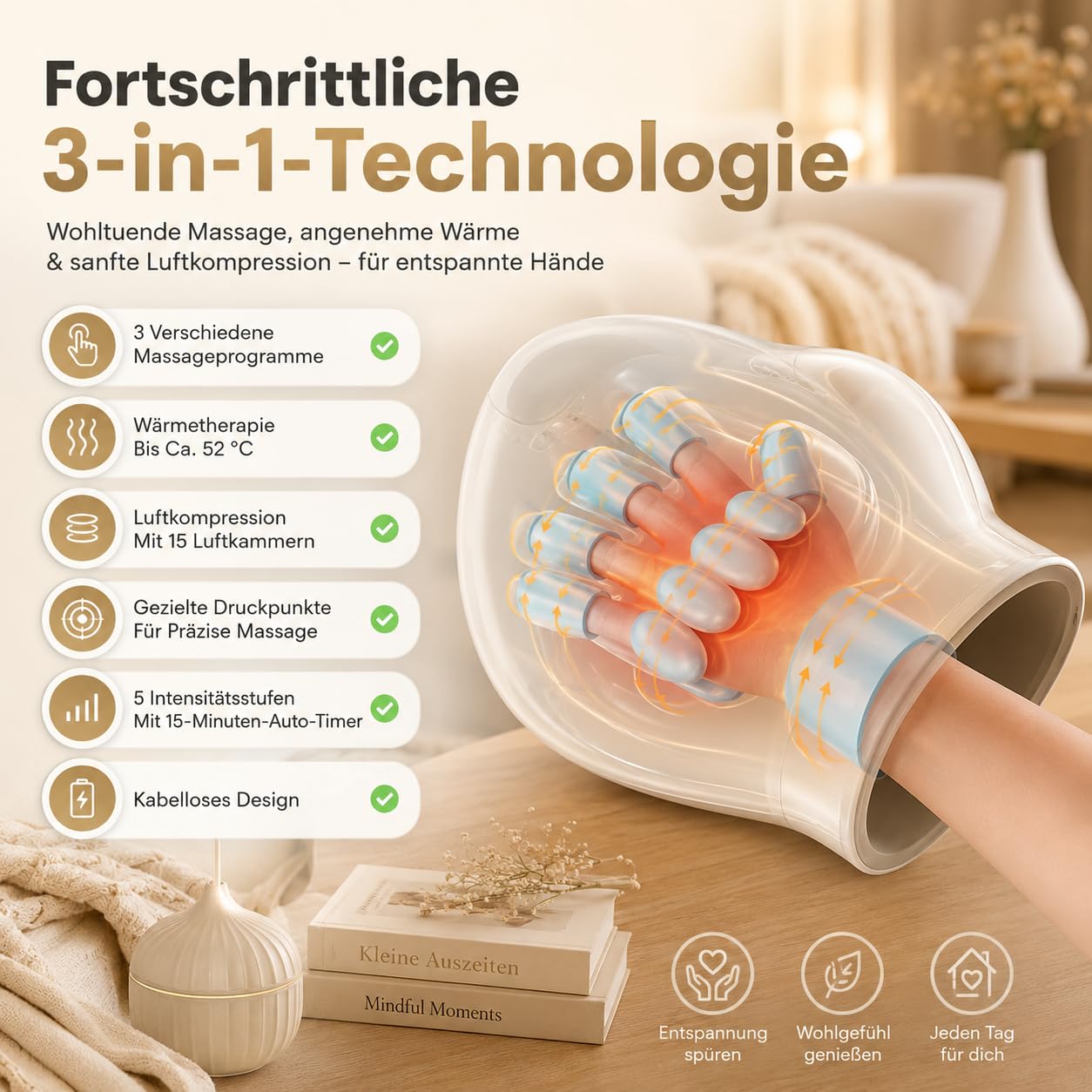 Cavirelle Handmassagegerät Bei Arthritis - Handmassagegerät Arthrose Für Finger Handflächen Mit Wärmetherapie Druckmassage Und Mehreren Modi