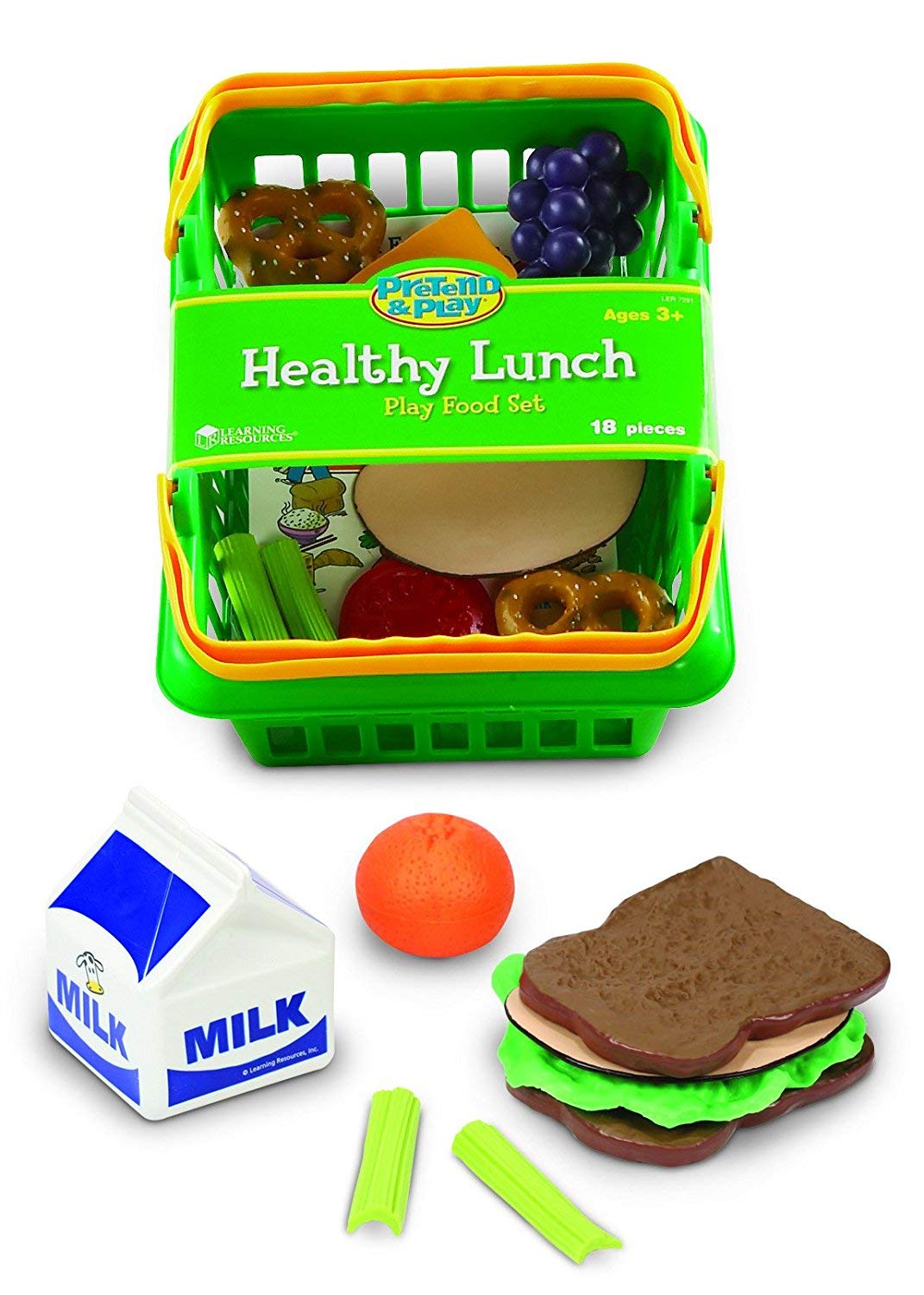 Learning Resources Healthy Lunch Basket - 17 Pieces, Ages 3+ Pretend Play Food for Toddlers, Preschool Learning Toys, Kitchen Play Toys for Kids