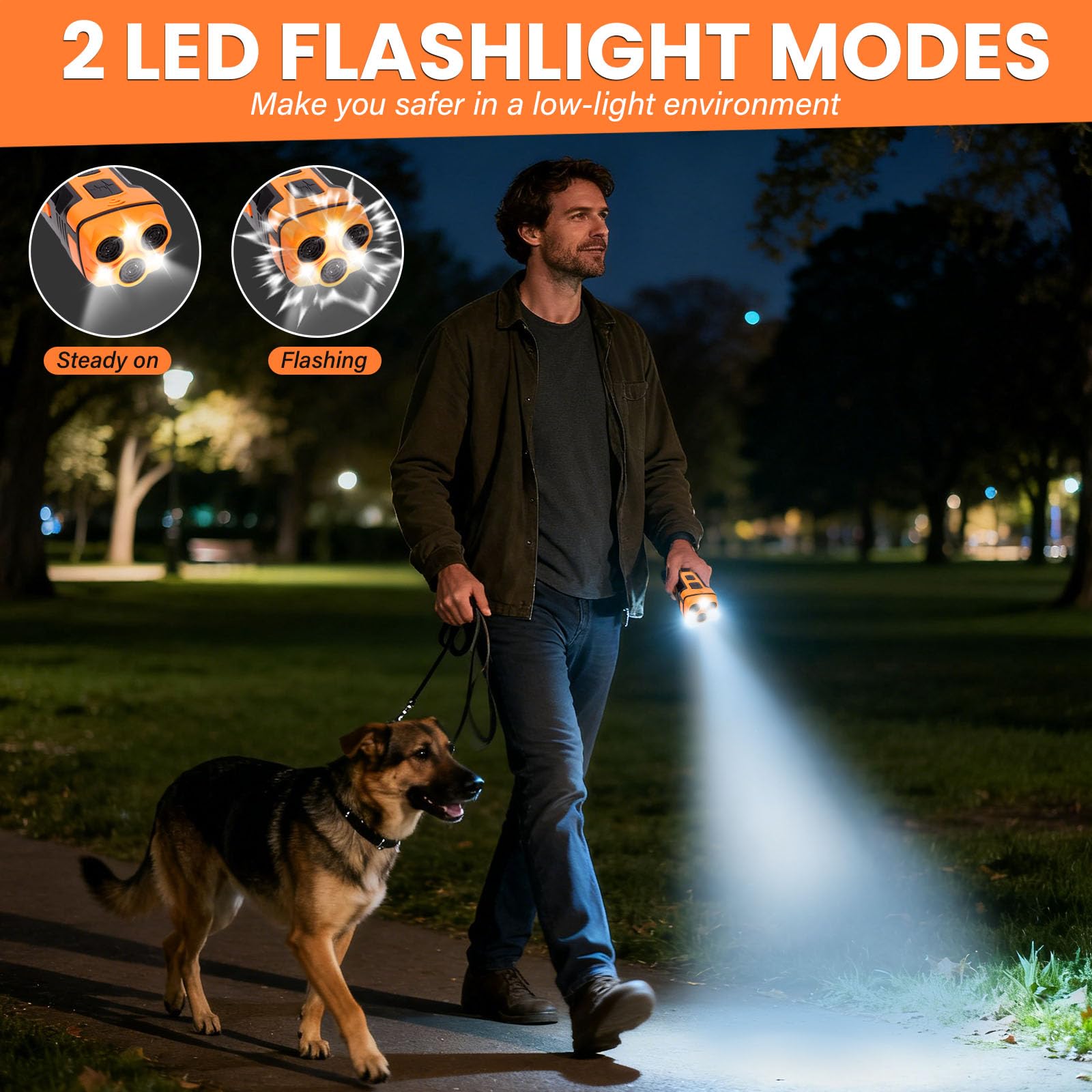 Appareil de Dissuasion à Ultrasons pour Chien, 3 Modes Dispositif Anti-Aboiement à Ultrasons, Portée 10M Portée avec Lampe de Poche, Adapté aux Chiens Petits à Grands