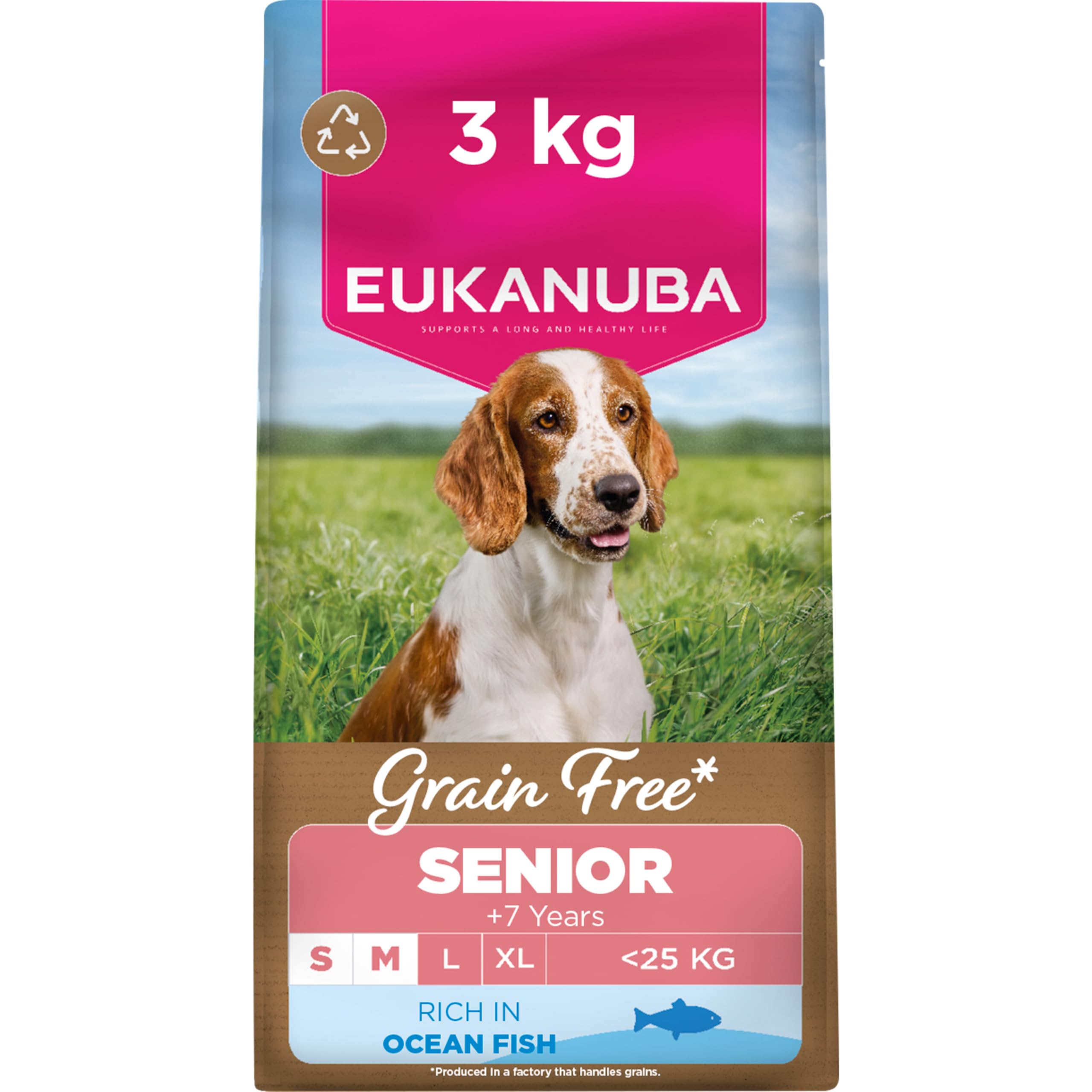 Eukanuba Grain Free Ocean Fish - Complete Dry Dog Food - For Senior Small & Medium Breed Dogs 3KG