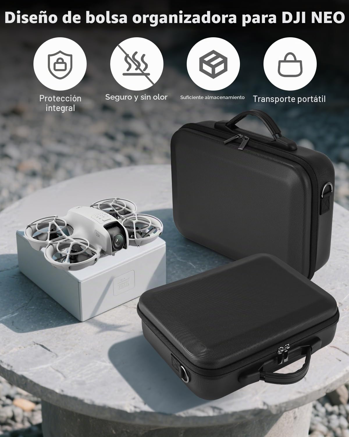 Bolsa para dji Neo Drone, Estuche Funda de Transporte, Bolsa de Almacenamiento Rígido Protectora para dji Neo Drone, Controlador y Accesorios，Negro