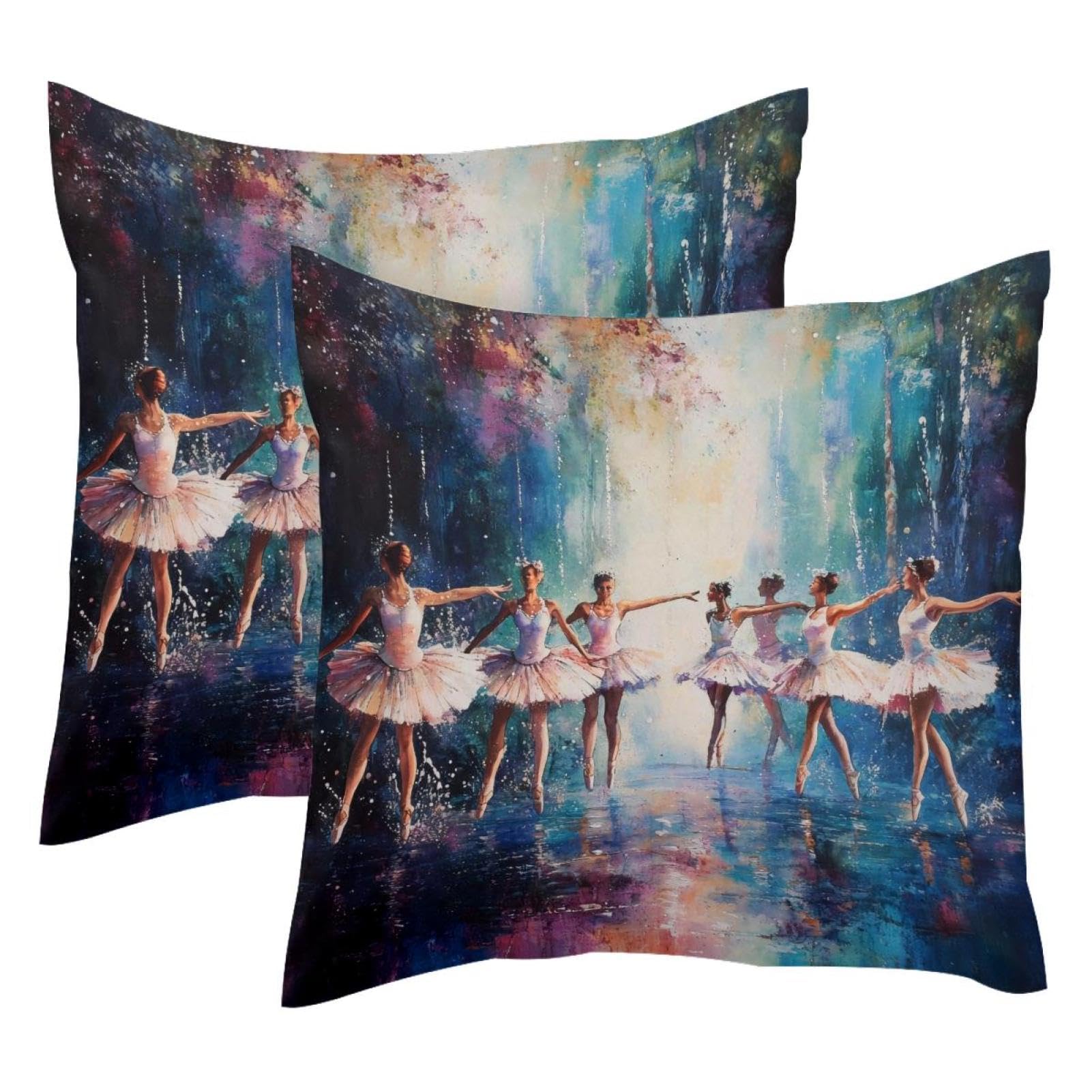 Housse de coussin ballerine velours doux 50x50 lot de 2 ambiance poetique