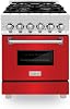 ZLINE 24 in. 2.8 cu. ft. Legacy Dual Fuel Range with 4 Burner Gas Cooktop and Electric Convection Oven in Stainless Steel and Red Matte Door RA-RM-24