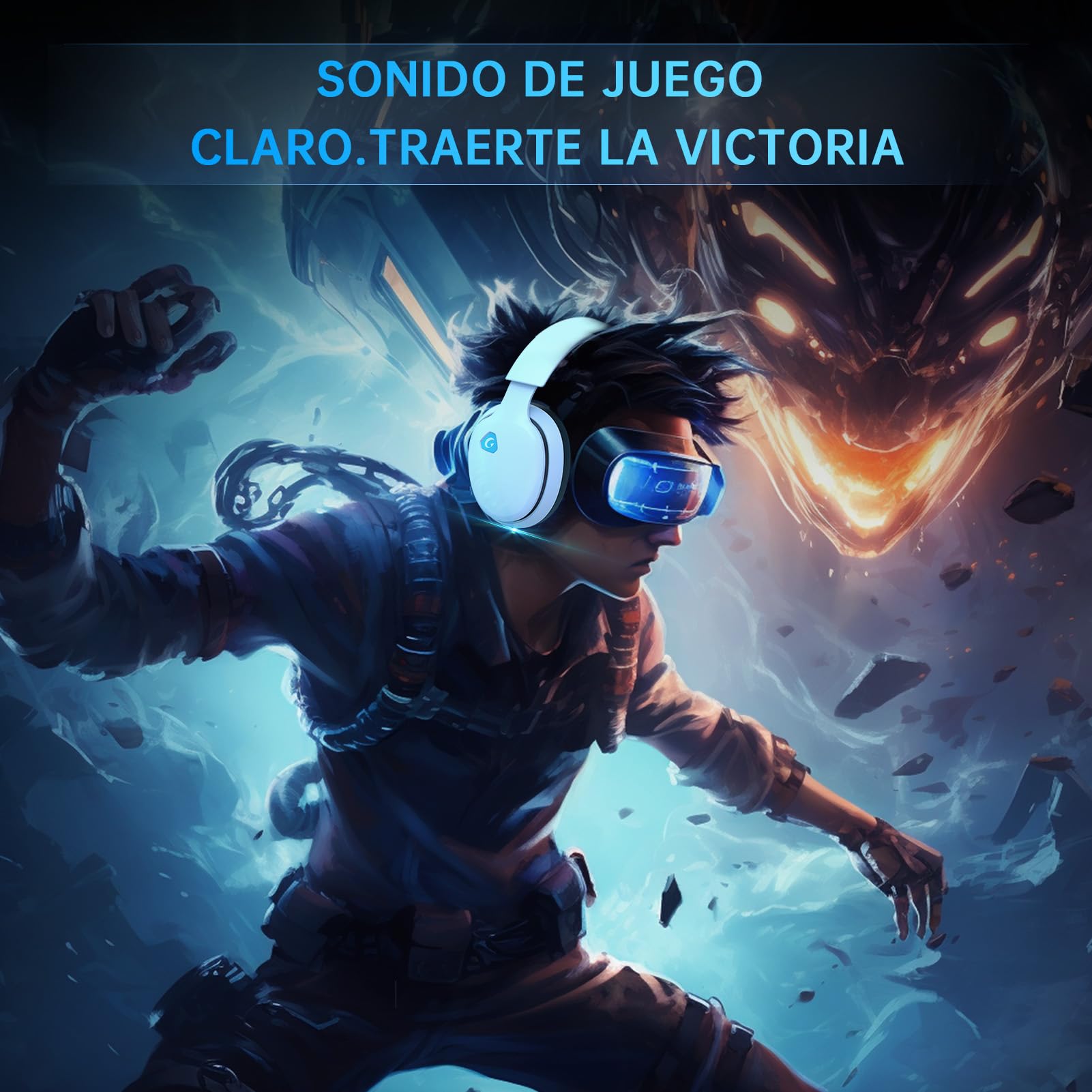 Gvyugke Auriculares Gaming, Auriculares para Juegos de 2,4 GHz para PS5, PC, Auriculares Inalambricos Bluetooth 5.2, Cascos Auriculares con micrófono cancelación, 3,5 mm Auriculares con Cable, Blanco