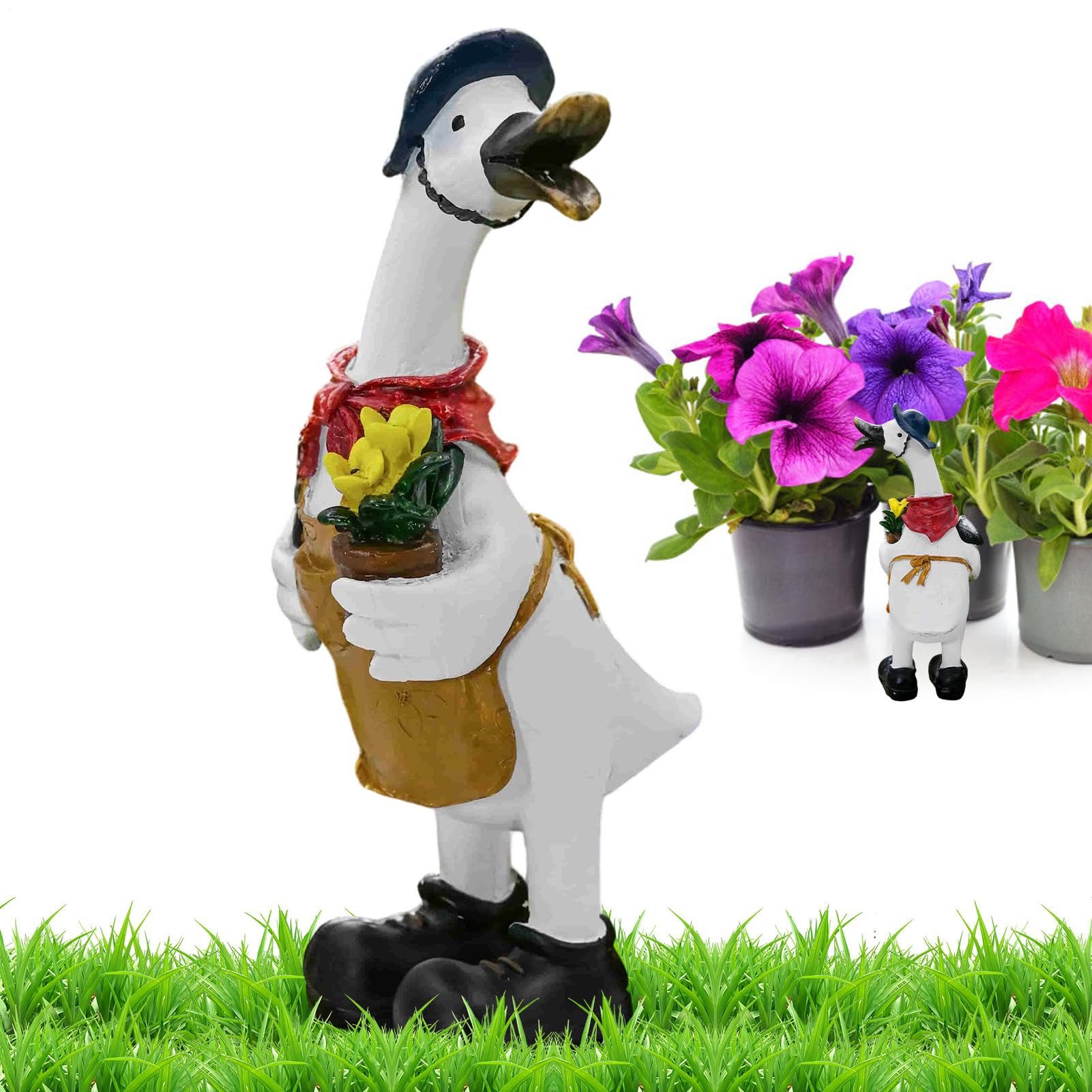 Statue de canard amusante en résine résistante pour décoration de jardin