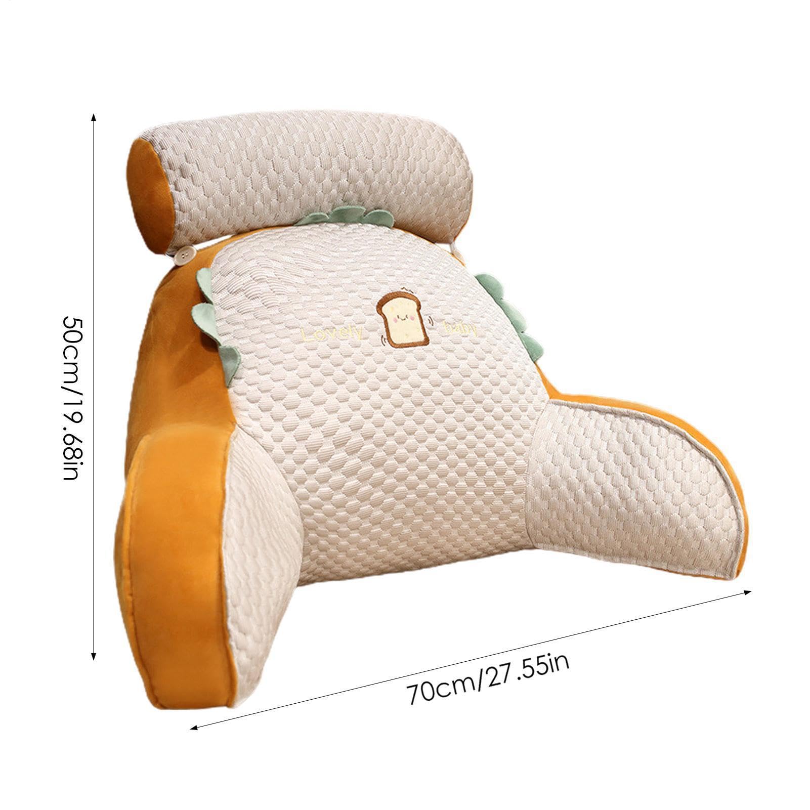 Cojín de cama, soporte de cuña para apoyo de espalda, cojín portátil para | silla de cama, cojín para el brazo con cojín cervical esponjoso extraíble para leer en el suelo, sofá, cama de día y libros