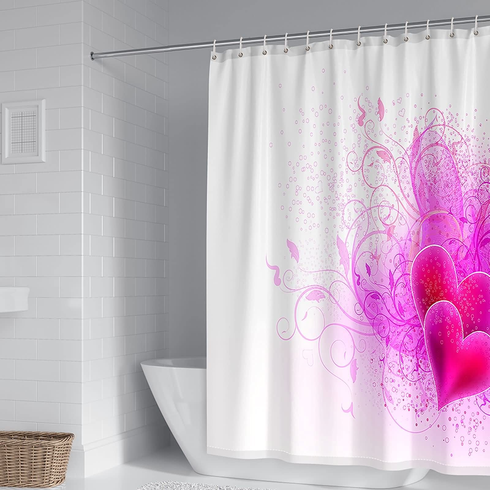 Rideau de douche 150x200cm en polyester haut de gamme motif cœurs