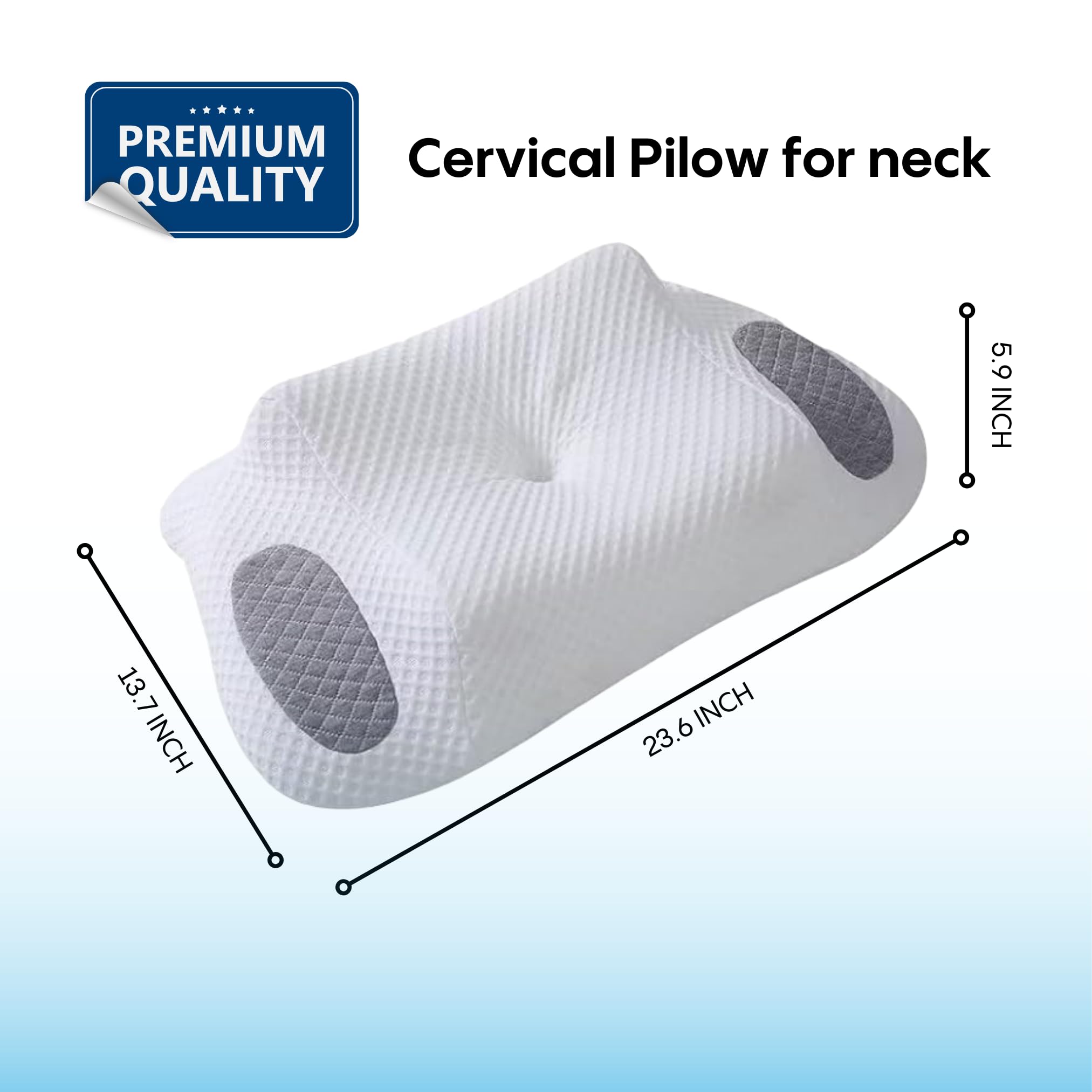 High-Performance - Cervical Pillow for Neck Pain Relief - Memory Foam Neck & Cervical Pillow with Adjustable Support for Sleeping (23.62