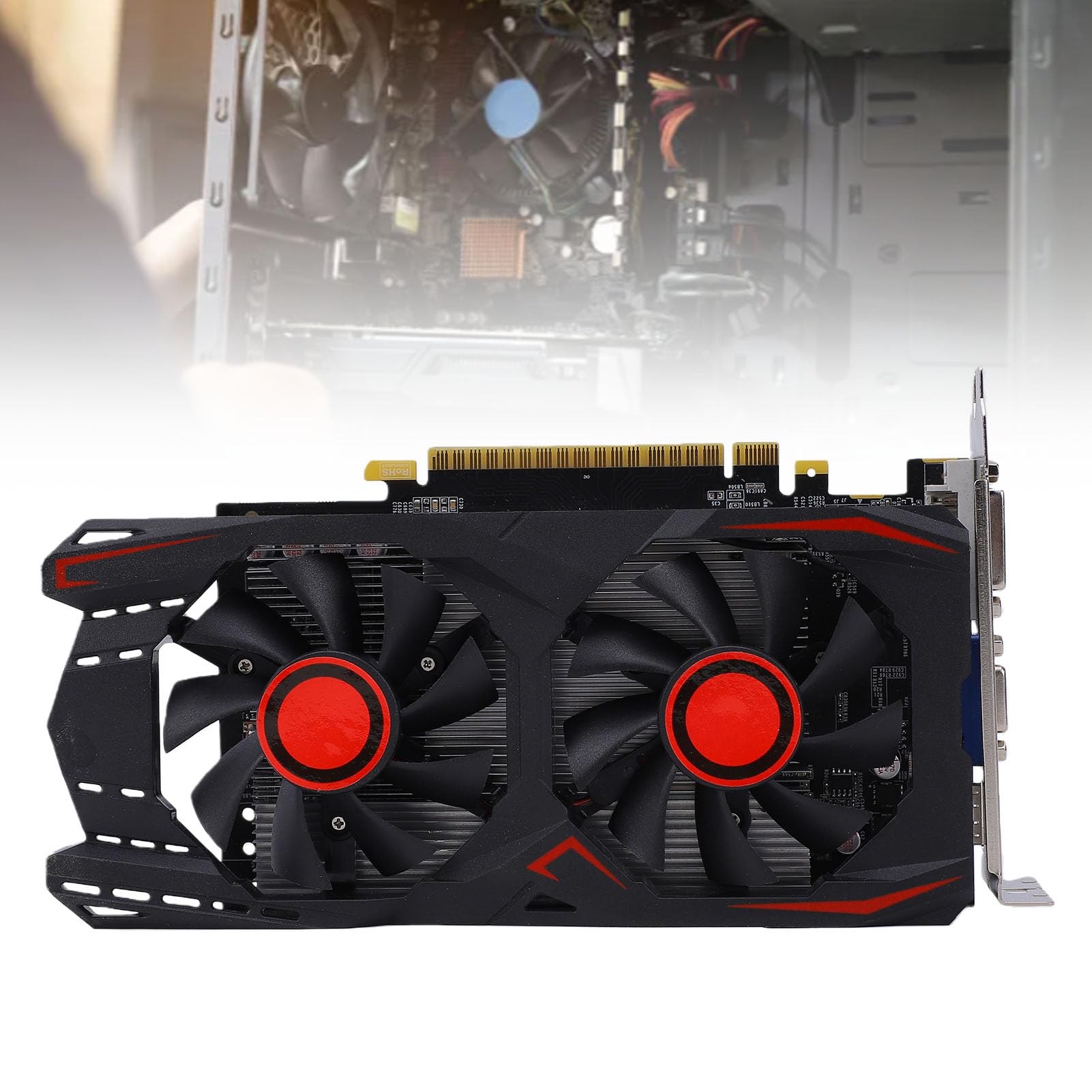 KUIDAMOS Scheda Grafica da Gioco GDDR5 da 6 GB con Raffreddamento Efficiente per Slot PCIE 2.0 16X Supporta DVI VGA HD per Appassionati di Giochi e Professionisti
