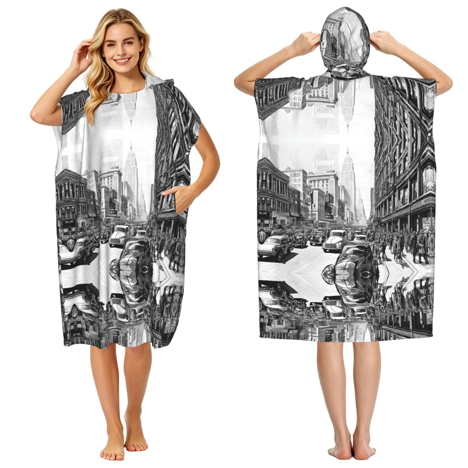 Poncho à capuche absorbant et serviette légère de surf