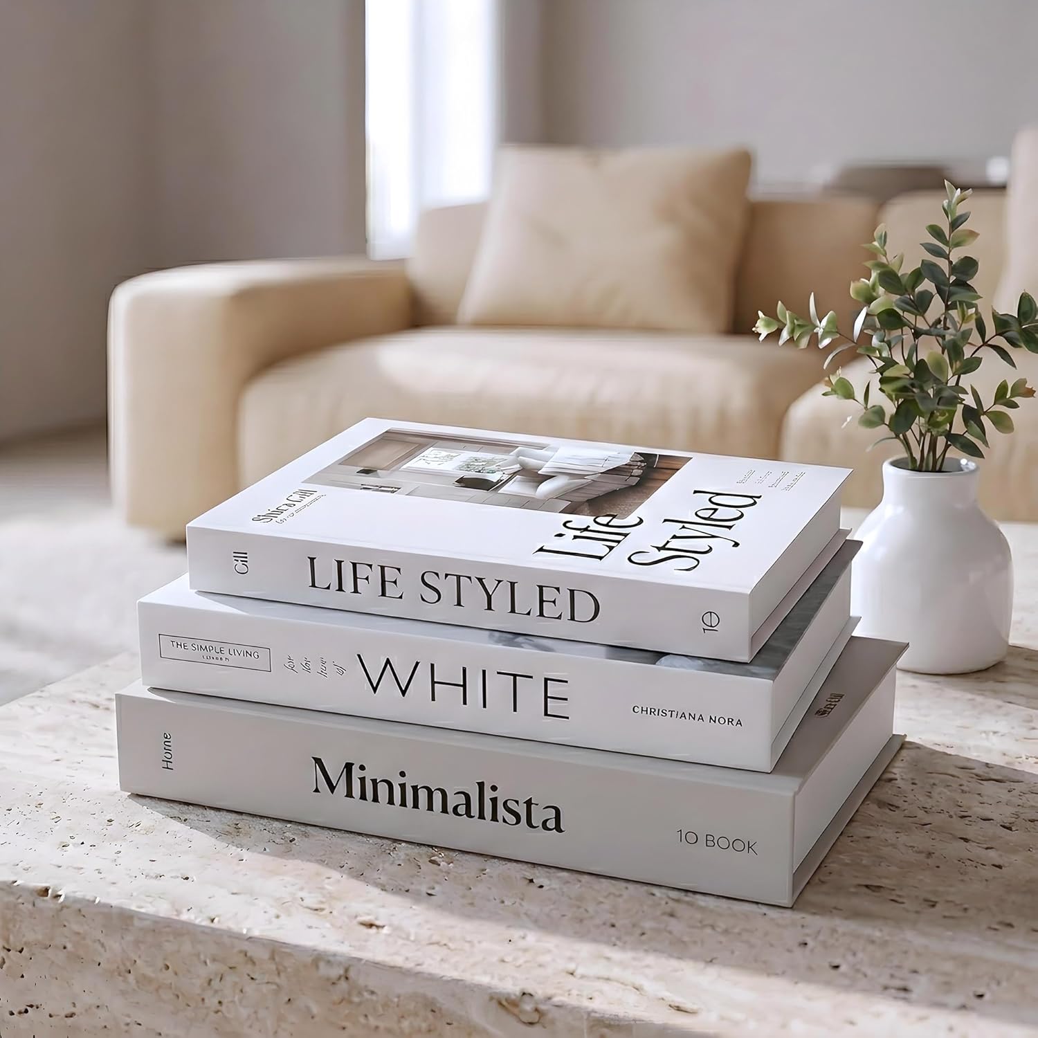 Decorative Book Boxes – Set of 3 Modern Minimalist Faux Books with Magnetic Hidden Storage – Aesthetic Coffee Table & Bookshelf Decor – Hollow Fake Books for Home Decoration, Photos & Keepsakes