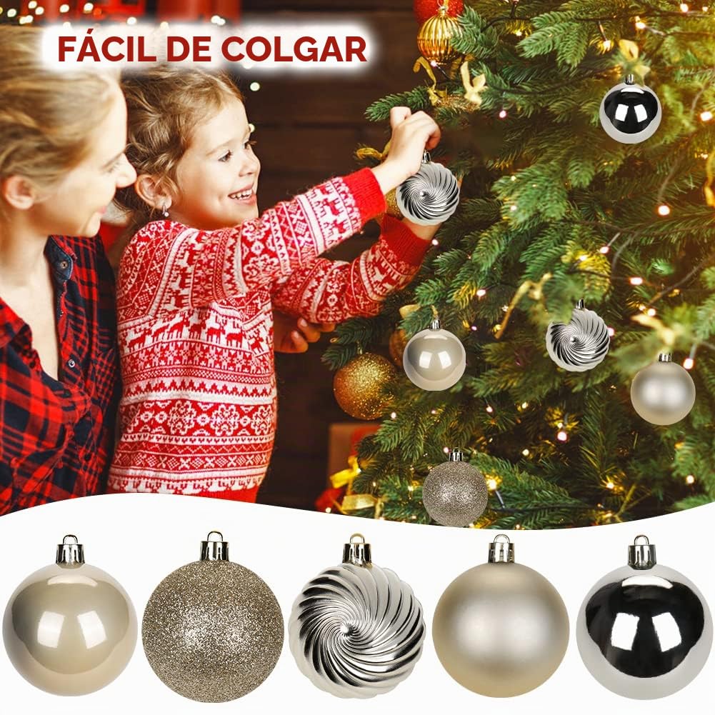 Adornos colgantes para Navidad de 6 cm, 25 piezas de bolas de Navidad frágiles, ornamentos para árbol de Navidad, decoración para árbol de Navidad, bolas para árbol de Navidad, decoración navideña