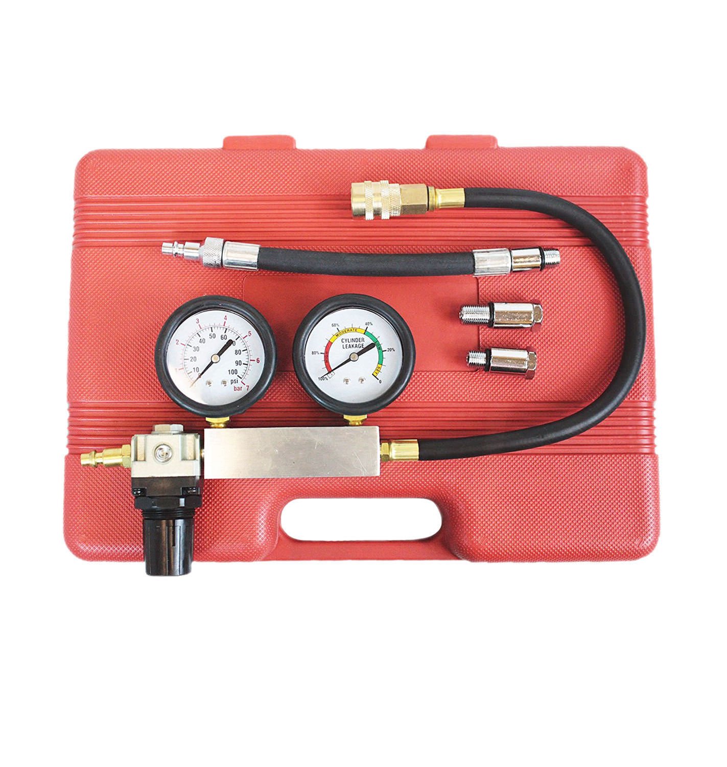 Automotive Engine Cylinder Leak Leakdown Compression Tester Detector Kit w/Gauge