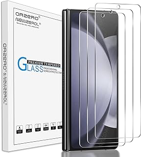 (3 Pack) Orzero Tempered Glass Screen Protector Compatible for Samsung Galaxy Z Fold 5 5G (for Front Screen Only), Precise Camera Cutouts HD Anti-Scratch Bubble-Free (Lifetime Replacement)